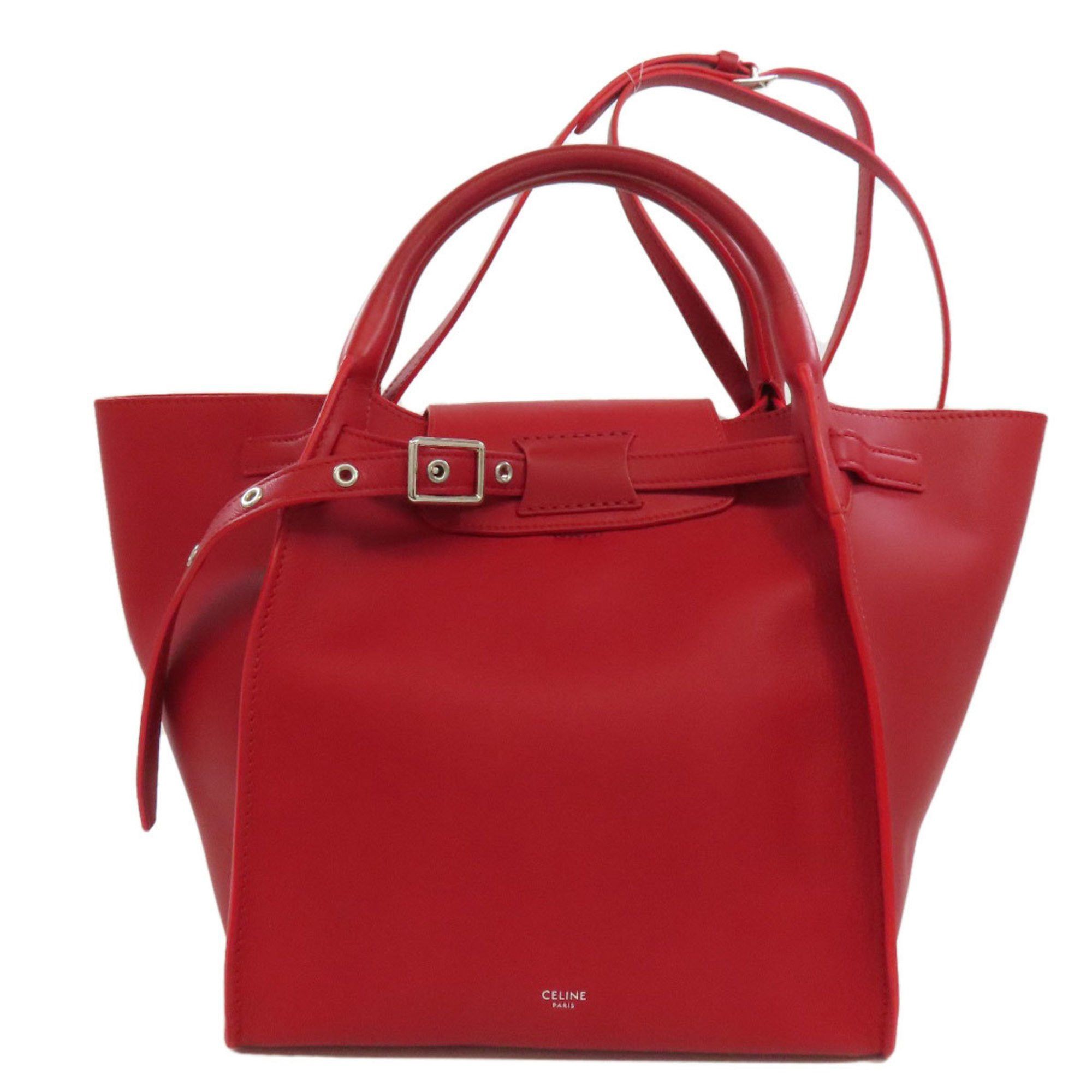 Celine Tote Bag Leather Women's in Red