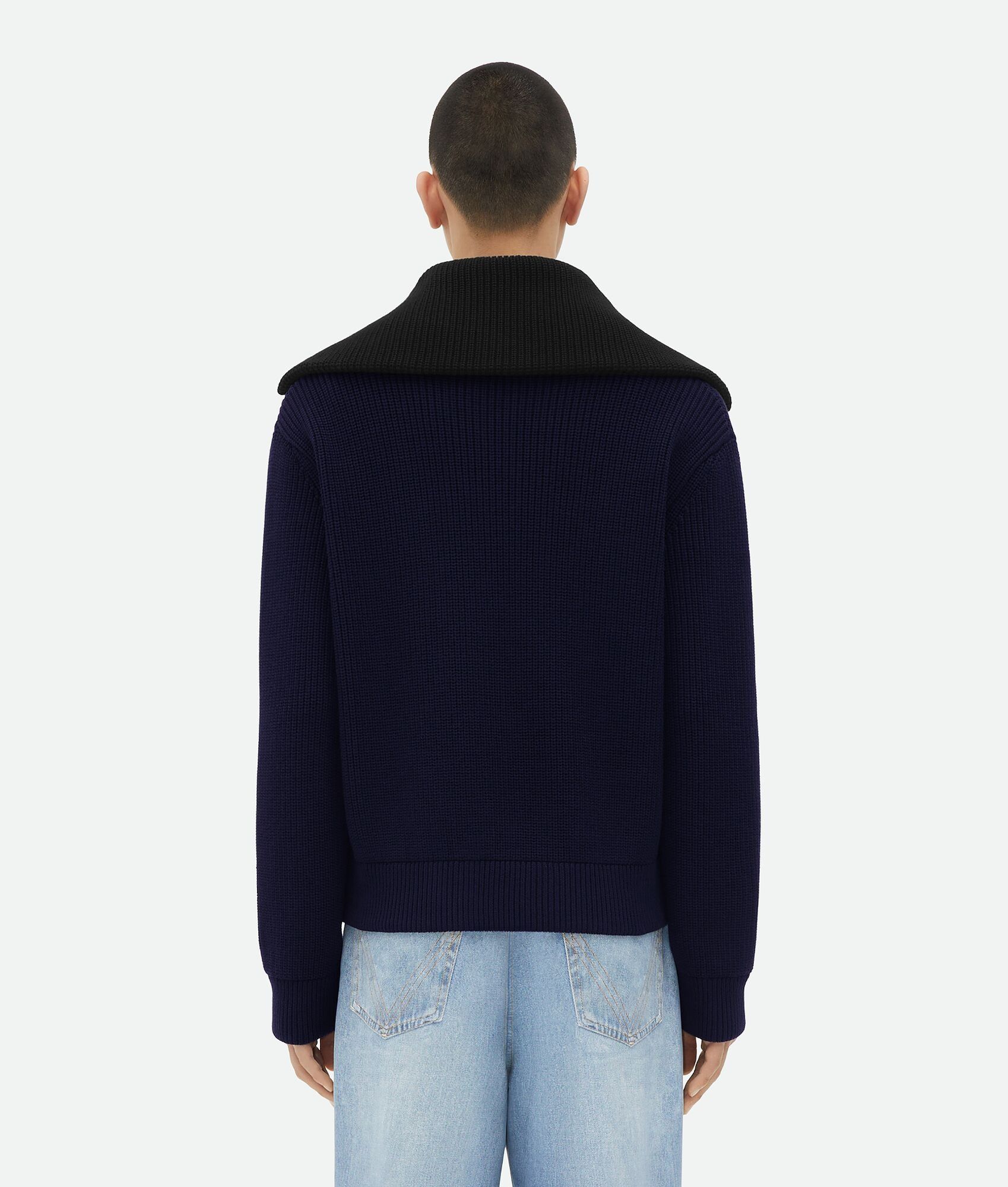 Bottega Veneta o1w1db10525 Heavy Wool Ribbed Cardigan in Navy Size US S / EU 44-46 / 1 - 3 Thumbnail