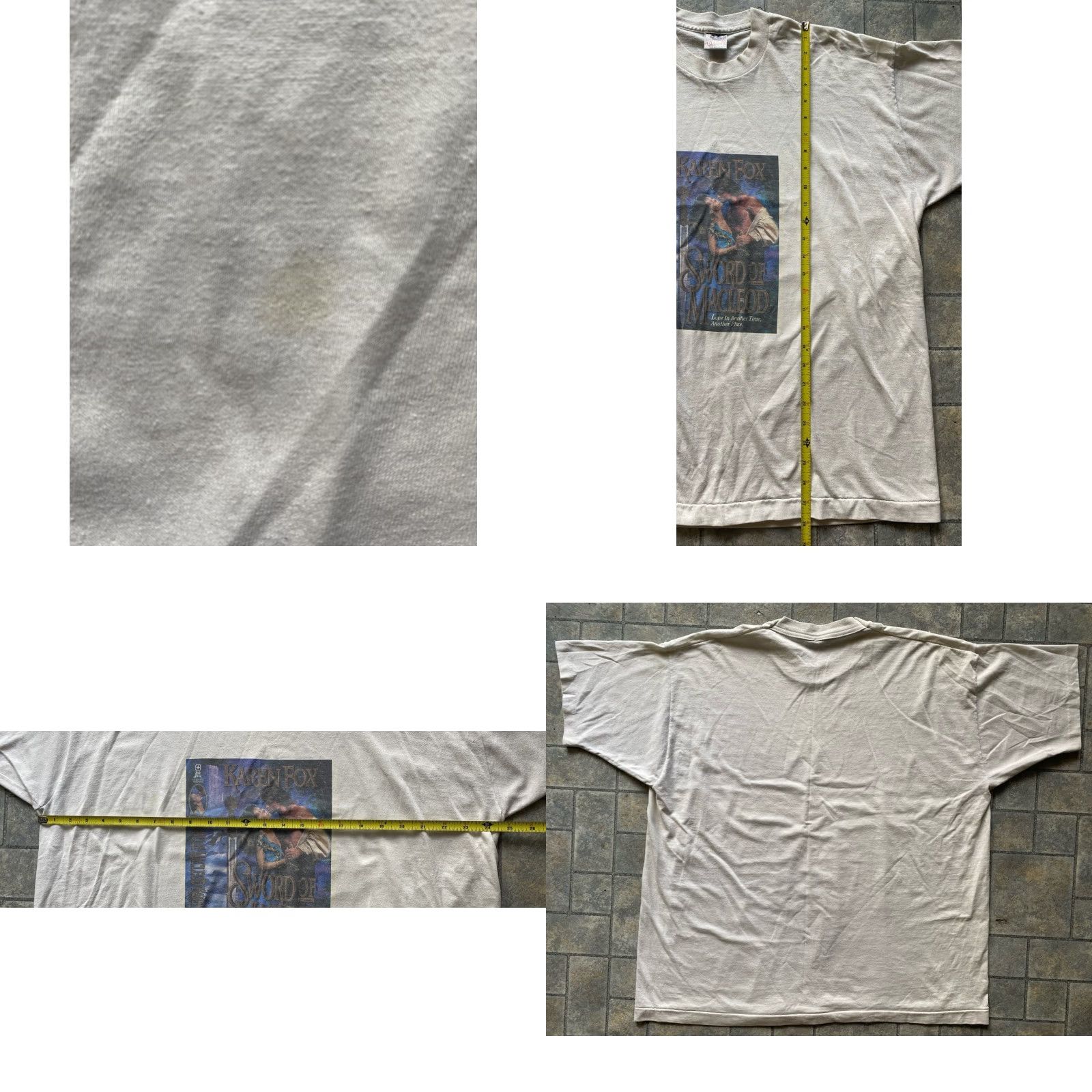 Fruit Of The Loom VINTAGE Fruit of the Loom T-Shirt Mens 2XL White Short Sleeve Romance Novel Karen Fox Sword Of MacLeod Size US XXL / EU 58 / 5 - 8 Thumbnail