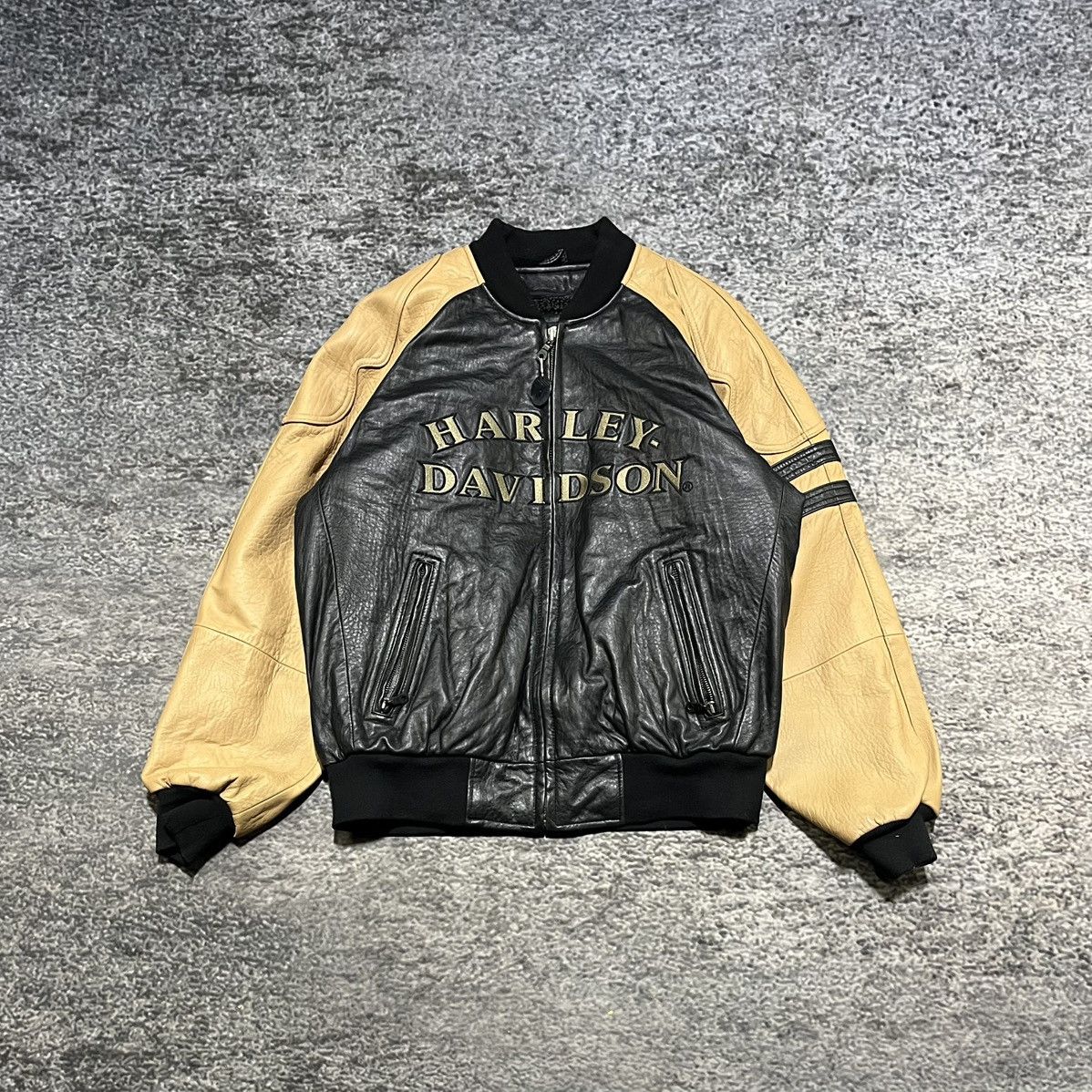 Harley Davidson VINTAGE HARLEY DAVIDSON BIKER LOGO VARSITY LEATHER JACKET Size US M / EU 48-50 / 2 - 1 Thumbnail