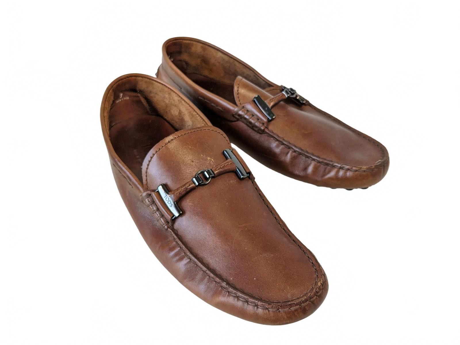 Tods Italy Airwalk Moccasins Men Brown Leather Shoes Us 7