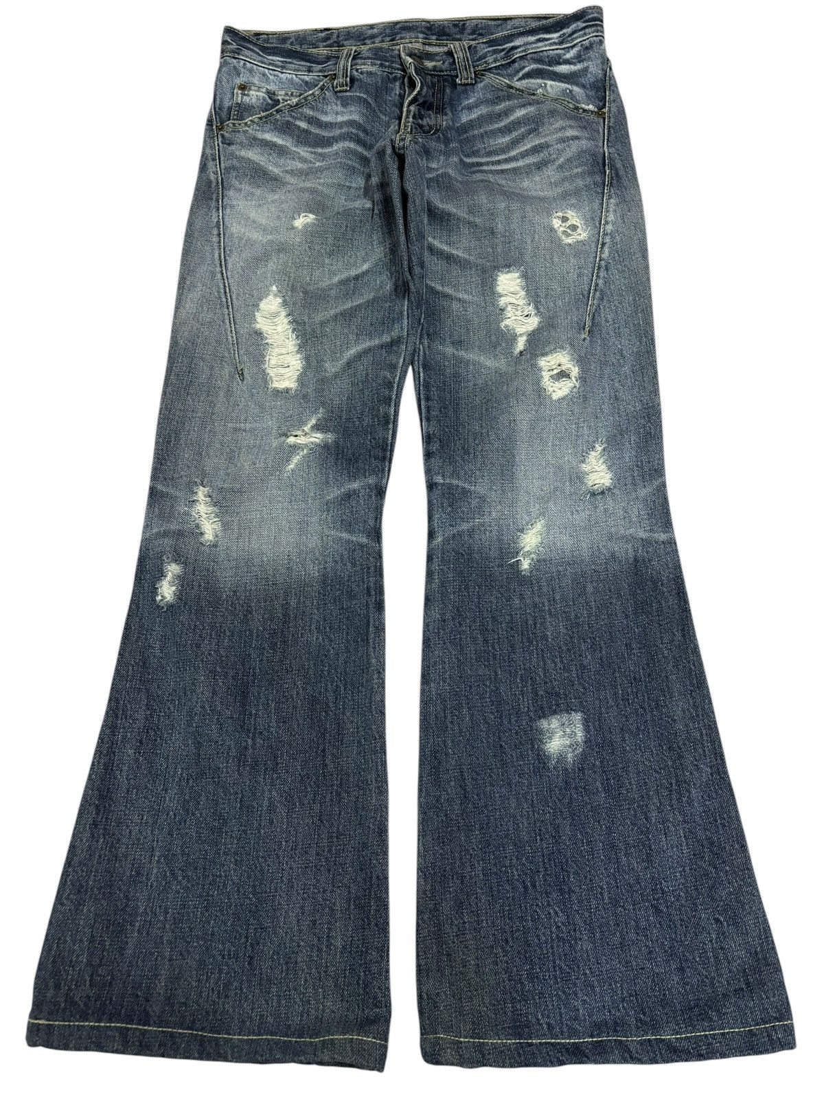 Japanese Brand × Tornado Mart Bondage Tornado Mart Flared Distressed Jeans Size 30" / US 8 / IT 44 - 1 Thumbnail
