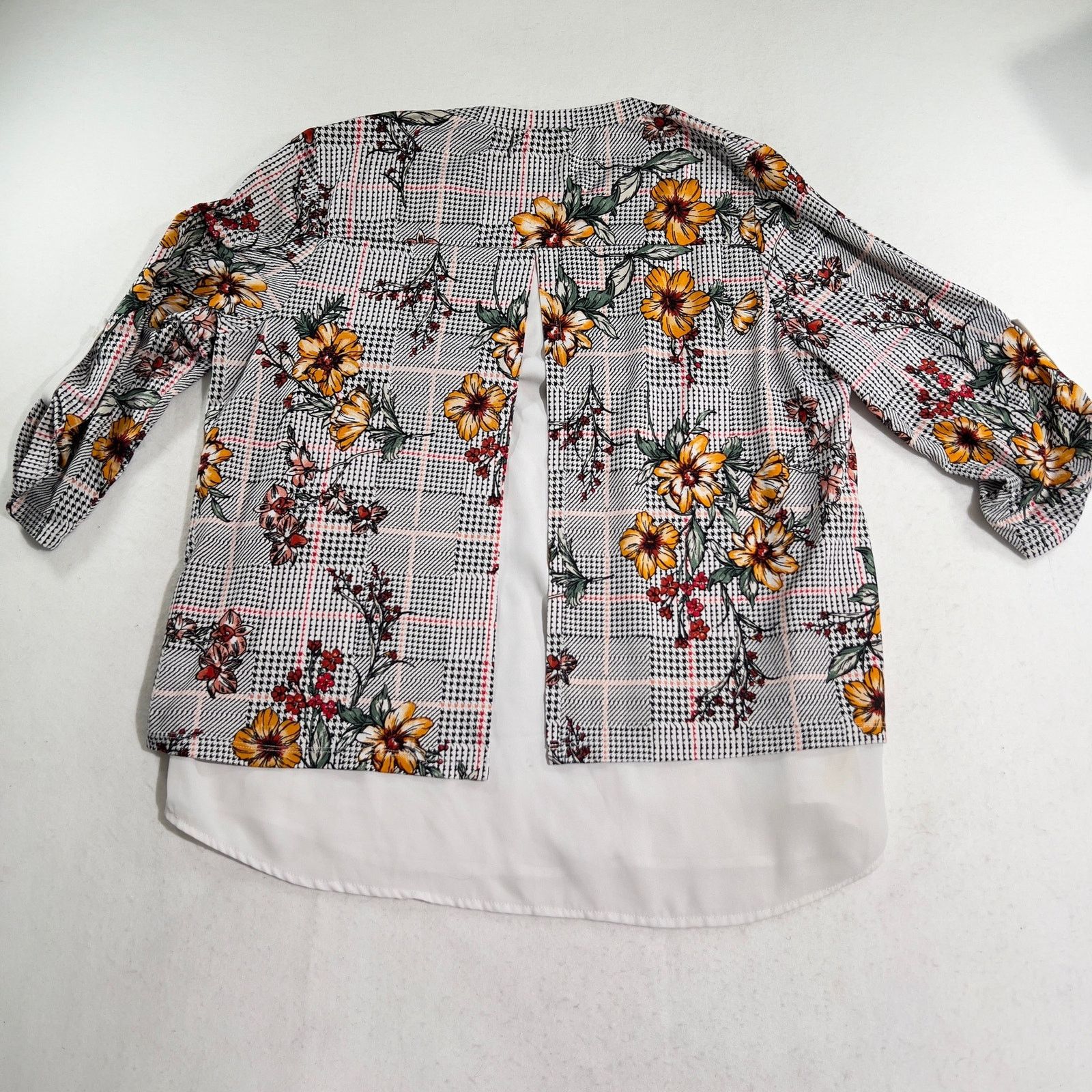 Other Faith and Joy by Monteau Top Woman’s 1X Floral Check Stretch Size XL / US 12-14 / IT 48-50 - 3 Thumbnail