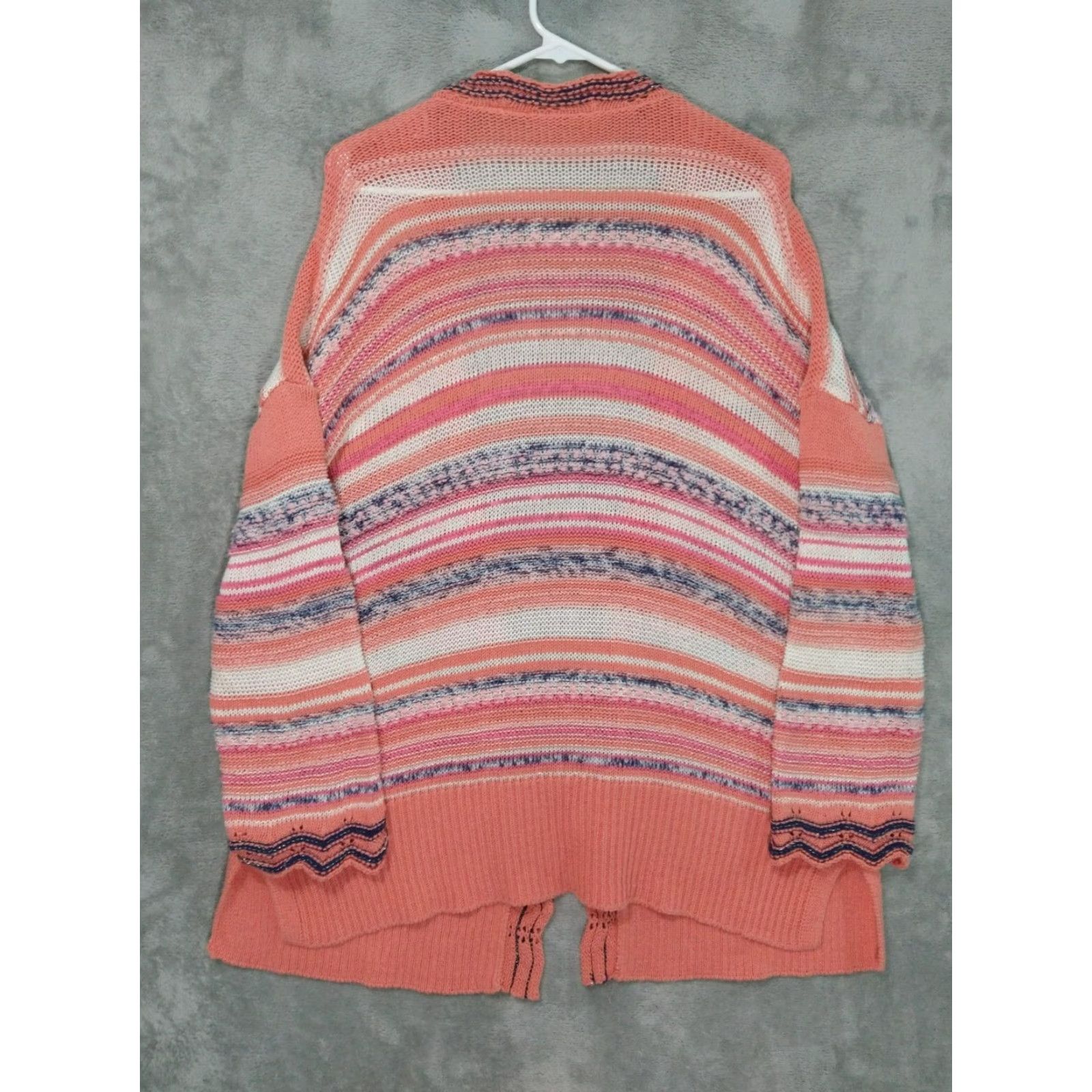 Soft Surroundings Soft Surroundings Sweater Womens Medium Pink Striped Open Front Cardigan Size M / US 6-8 / IT 42-44 - 2 Thumbnail