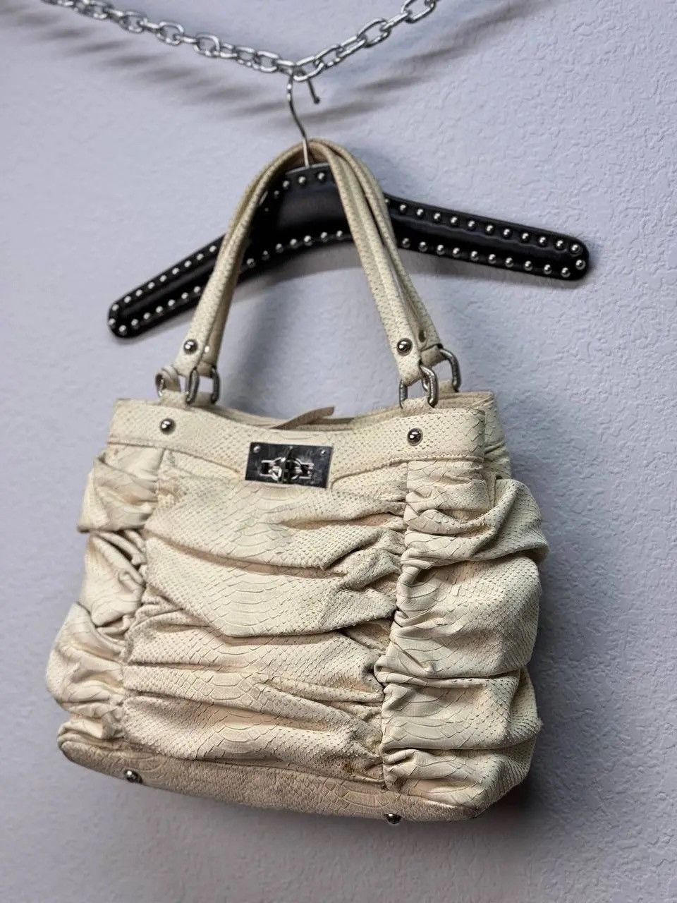 Leather Stuart Weitzman Glazed Python Mini Shoulder Bag Crossbody in Beige, Women's
