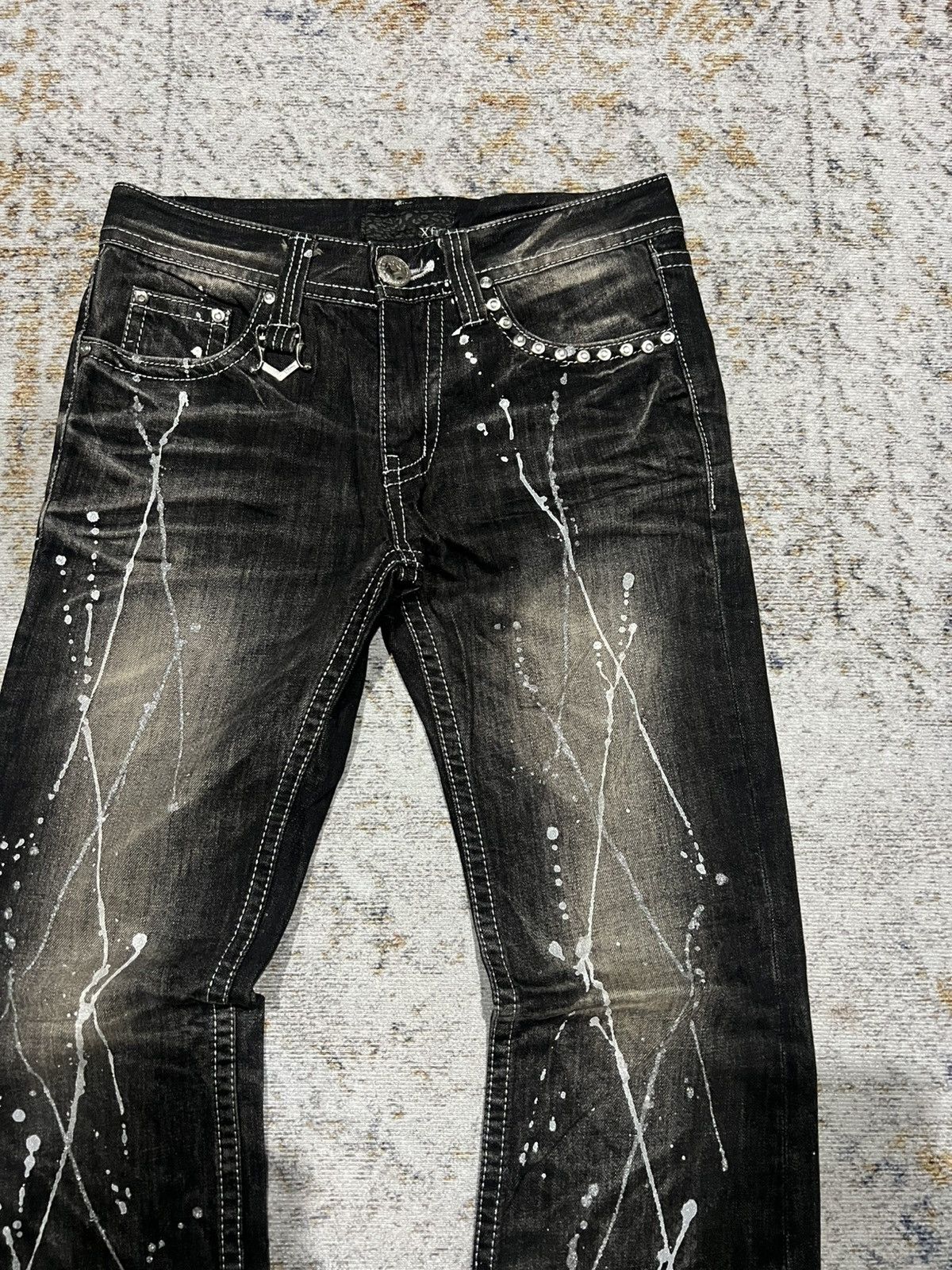 If Six Was Nine Xfrm Studded Swarovski Mudwash Flared Jeans Size US 30 / EU 46 - 5 Thumbnail