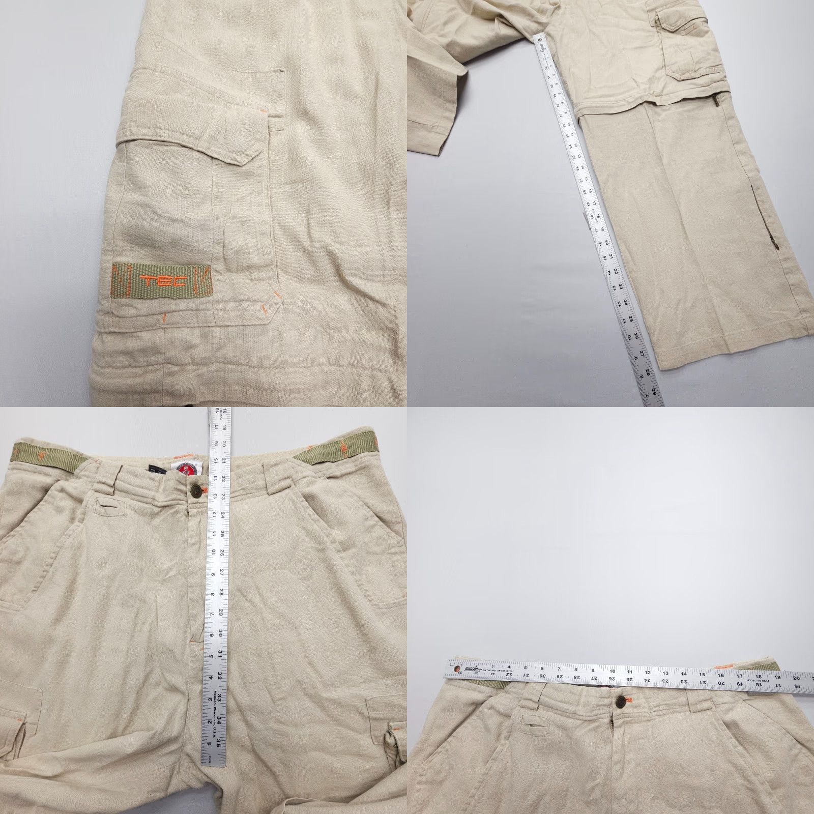 Vintage VINTAGE SCOTTeVEST Cargo Convertible Pants Mens 38x30 Baggy Hidden Pockets Y2K Linen Size 38R - 8 Thumbnail