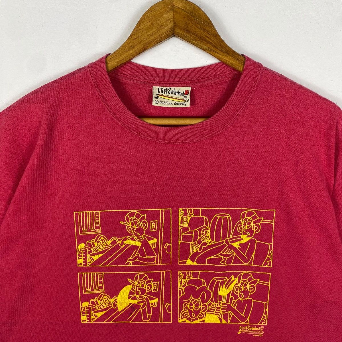 Vintage Vintage CLIFF SUTHERLAND Cartoon Panel Graphic Tee Shirt Size US XL / EU 56 / 4 - 2 Thumbnail