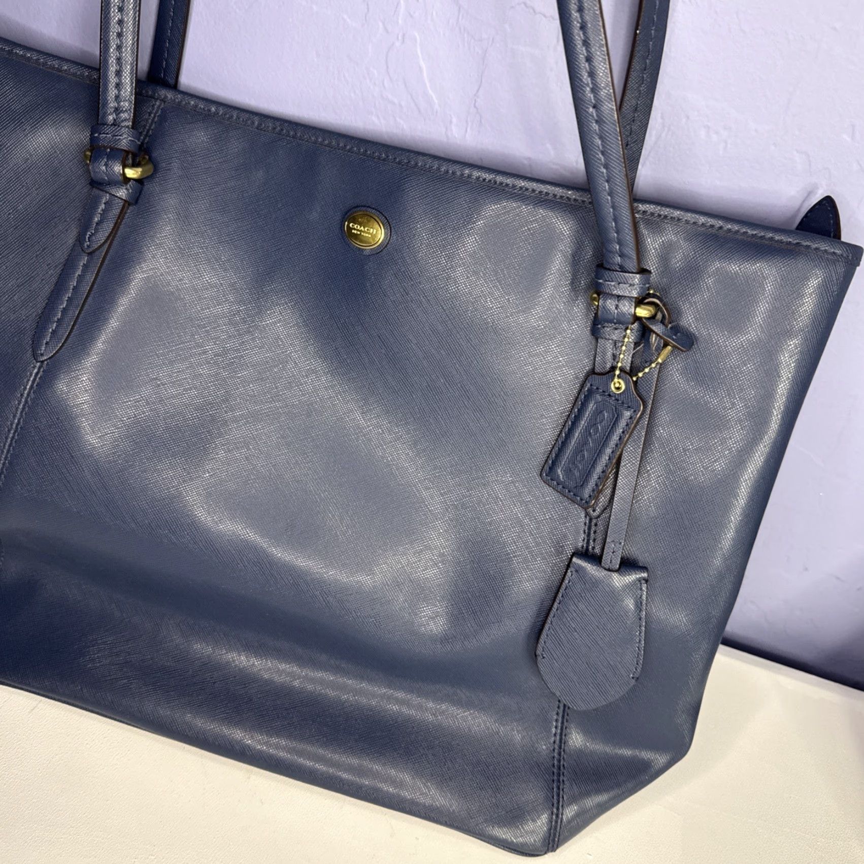 Coach Coach Payton Leather Navy Blue Tote Shoulder Bag E 1480-F27349 Women’s Size ONE SIZE - 2 Thumbnail