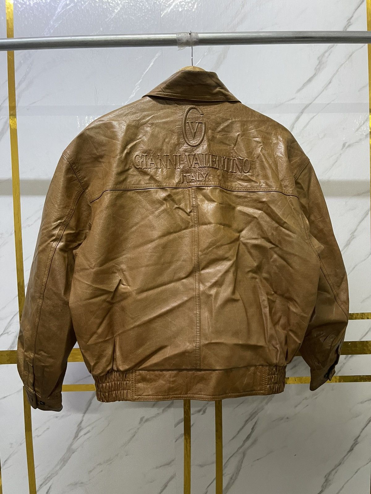 Gianni Valentino 🔥Vintage Gianni Valentino Leather Jacket Big Spellout Logo🔥 Size US M / EU 48-50 / 2 - 6 Thumbnail