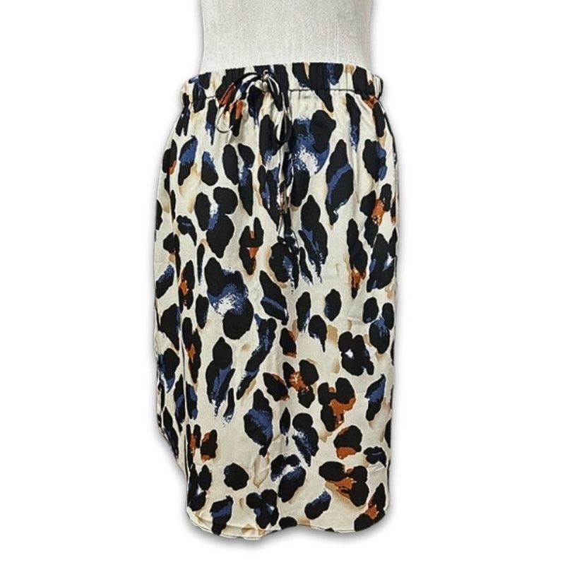 Shein Shein Midi Skirt Leopard Print Lightweight Ivory Women's L Size 29" - 1 Thumbnail