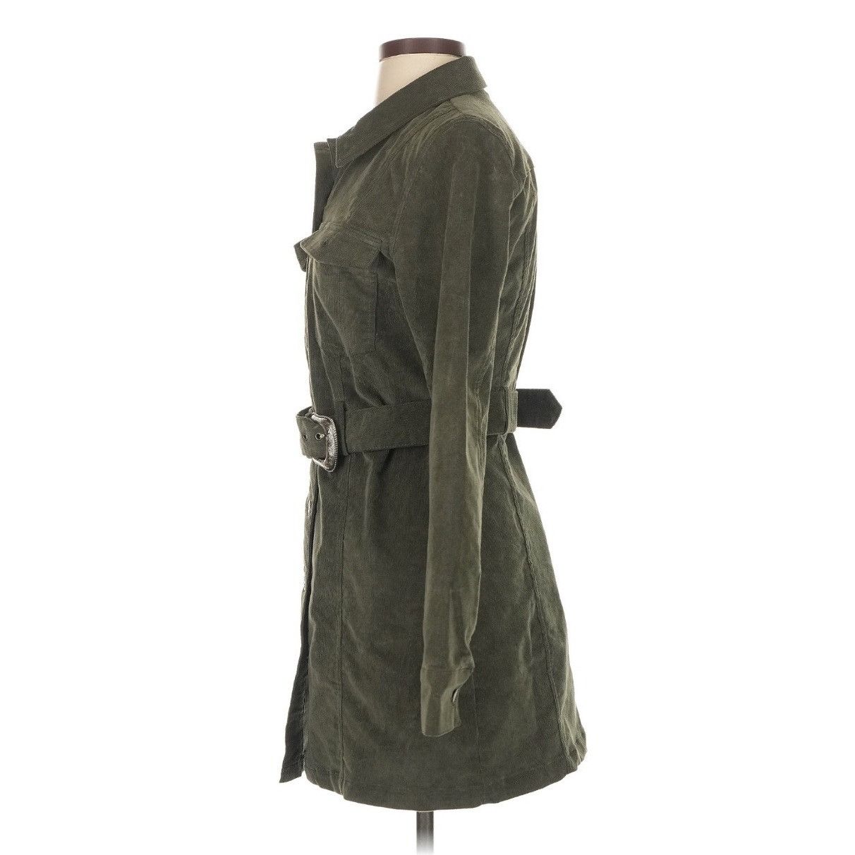 House of Harlow House Of Harlow 1960 Army Green Corduroy Belted Trench Dress Size S / US 4 / IT 40 - 3 Thumbnail