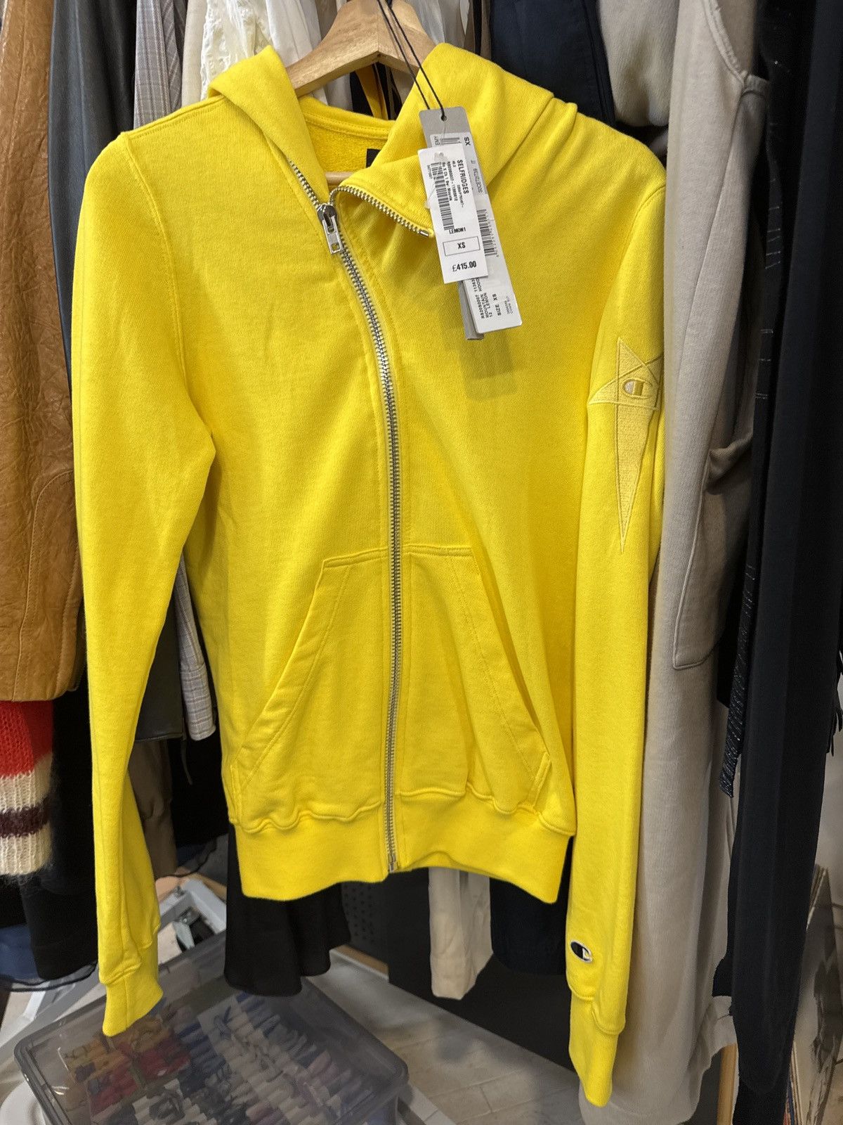 Rick Owens x Champion yellow Mountain Hoodie