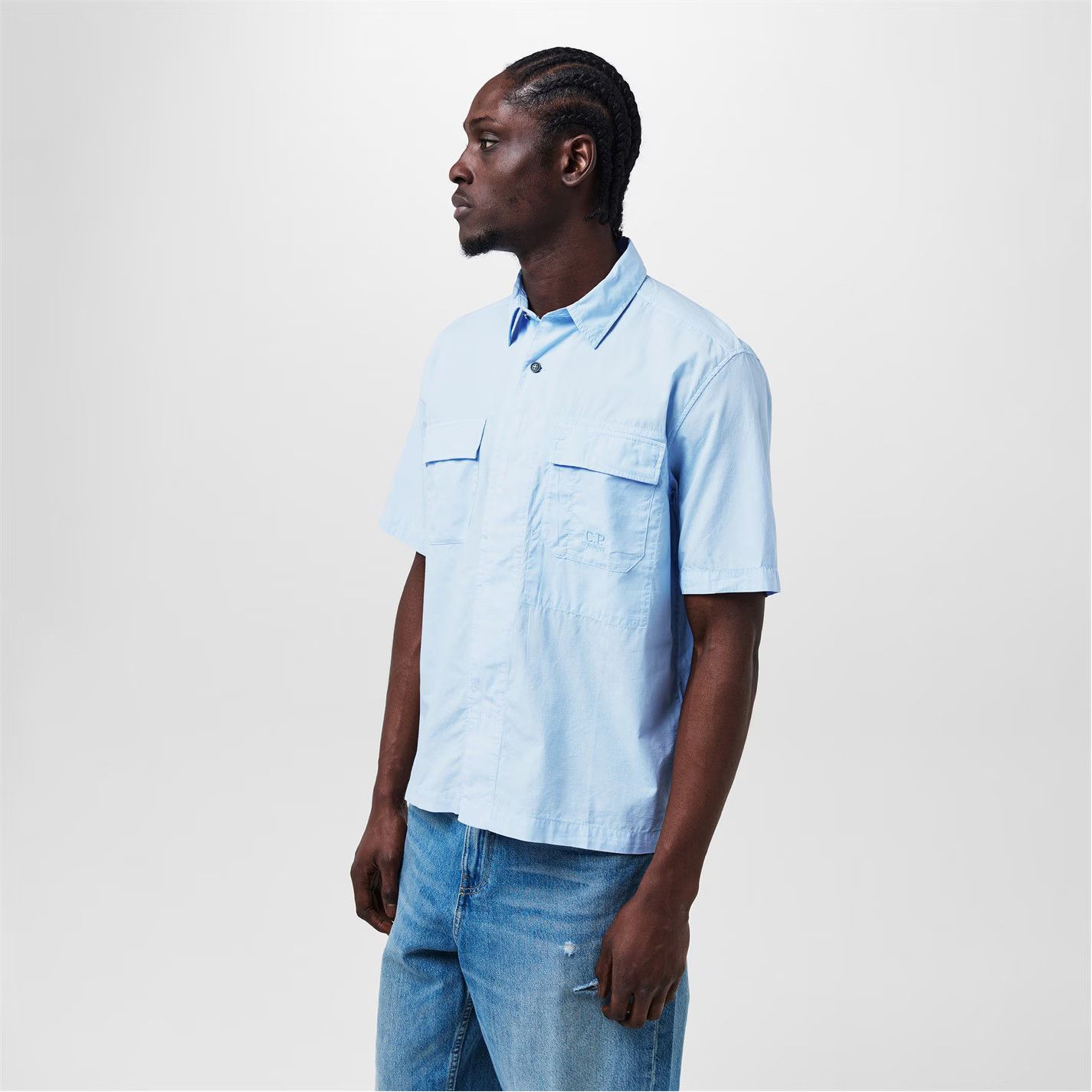 C.P. Company o1g2r1mq0426 Short Sleeve Ripstop Shirt in Blue Size US M / EU 48-50 / 2 - 3 Thumbnail