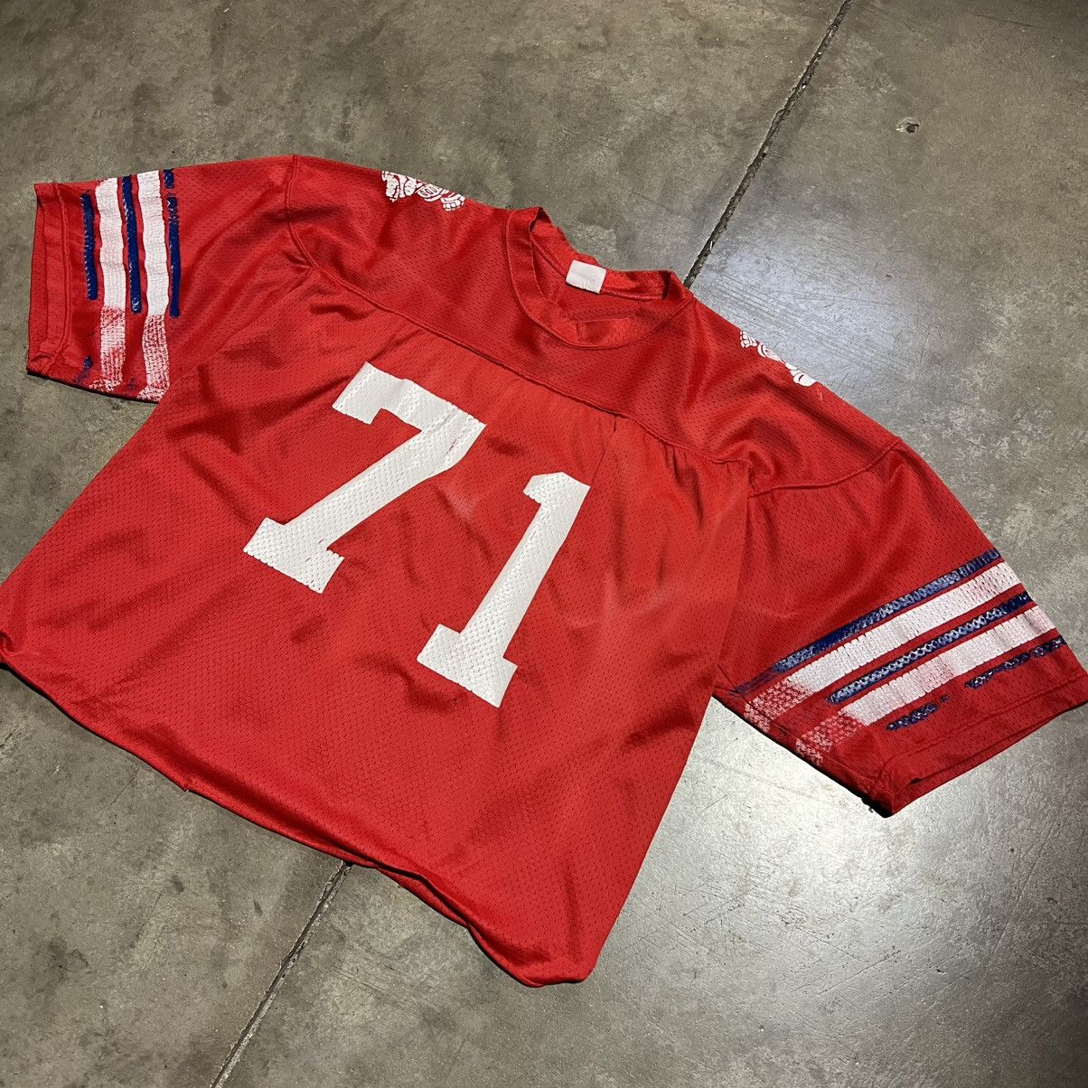 Vintage Vintage 80s Mesh Football Jersey Cropped Boxy Warm Up Faded Size US L / EU 52-54 / 3 - 2 Thumbnail