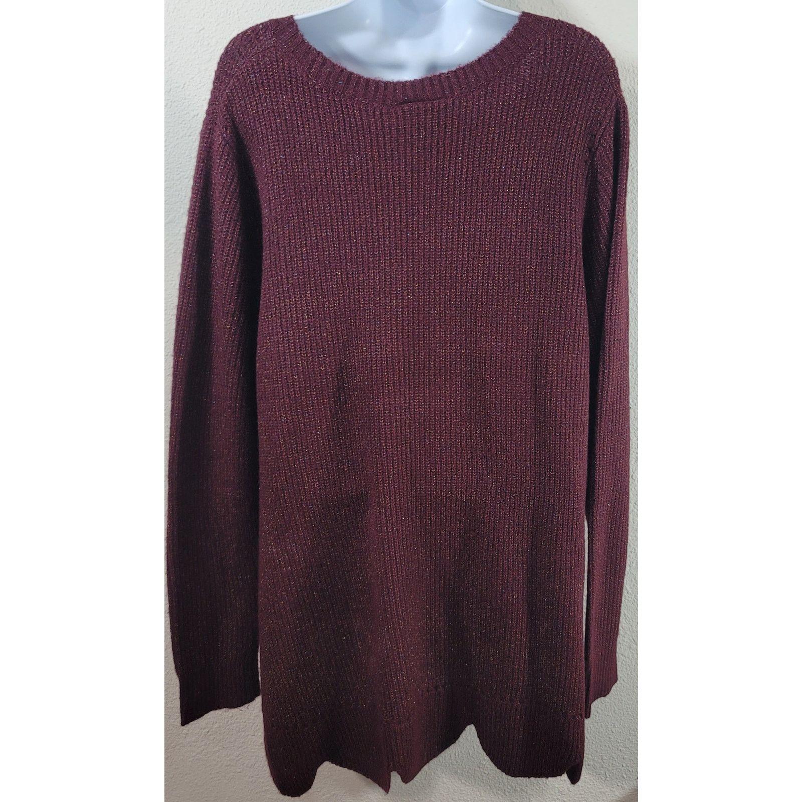 Other Lane Bryant Burgundy Metallic Ribbed Knit Sweater 18 20 Size XXL / US 16-18 / IT 52-54 - 2 Thumbnail