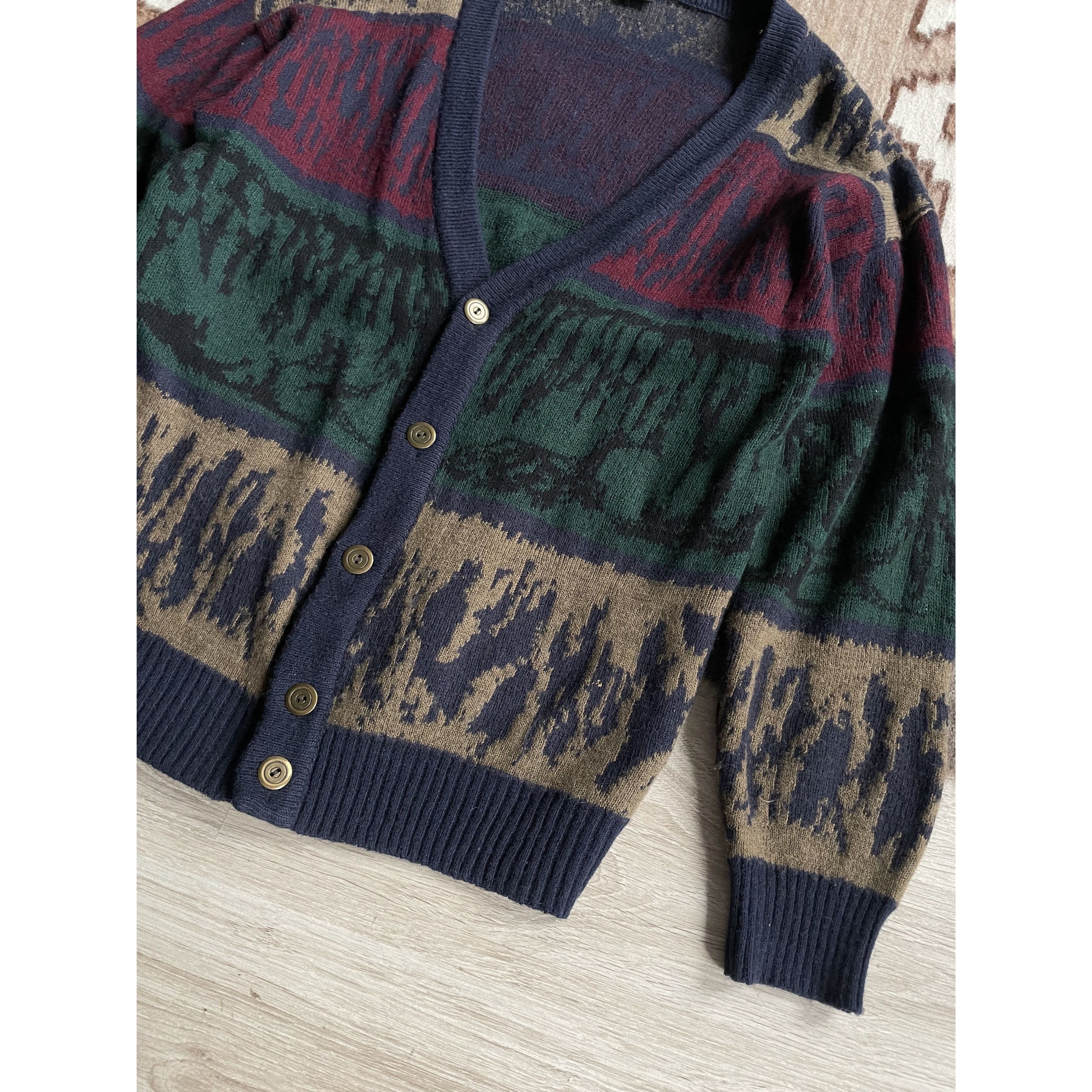 Vintage Vintage Knitted Alpaca Wool Ugly Sweater Cardigan 8049AC Size US L / EU 52-54 / 3 - 3 Thumbnail