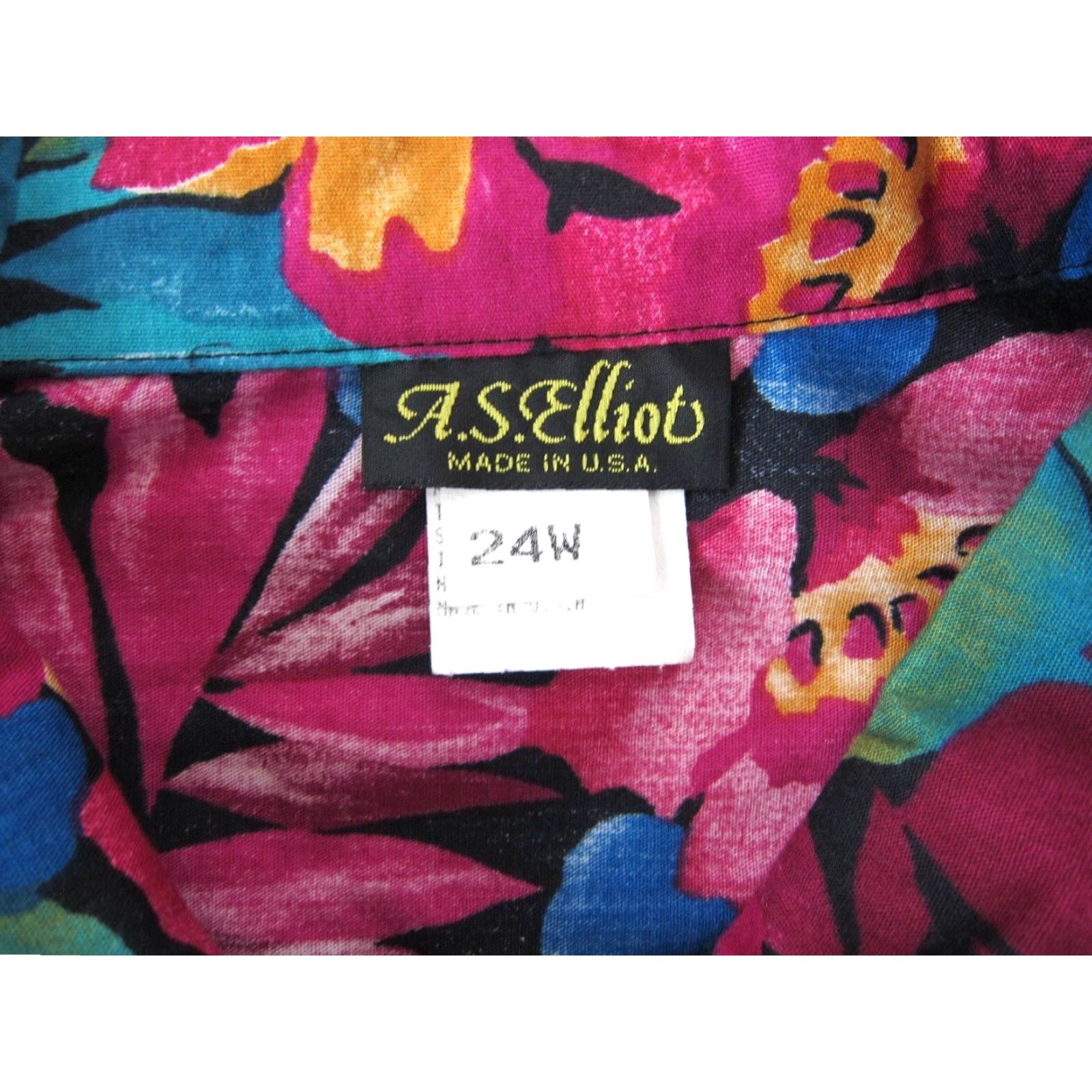 Pinko Vtg A.S. Elliot Blouse Floral Button Down Short Sleeve Pink 24W Rayon Plus Ladies Shirt Size 4XL / US 24-26 - 3 Thumbnail
