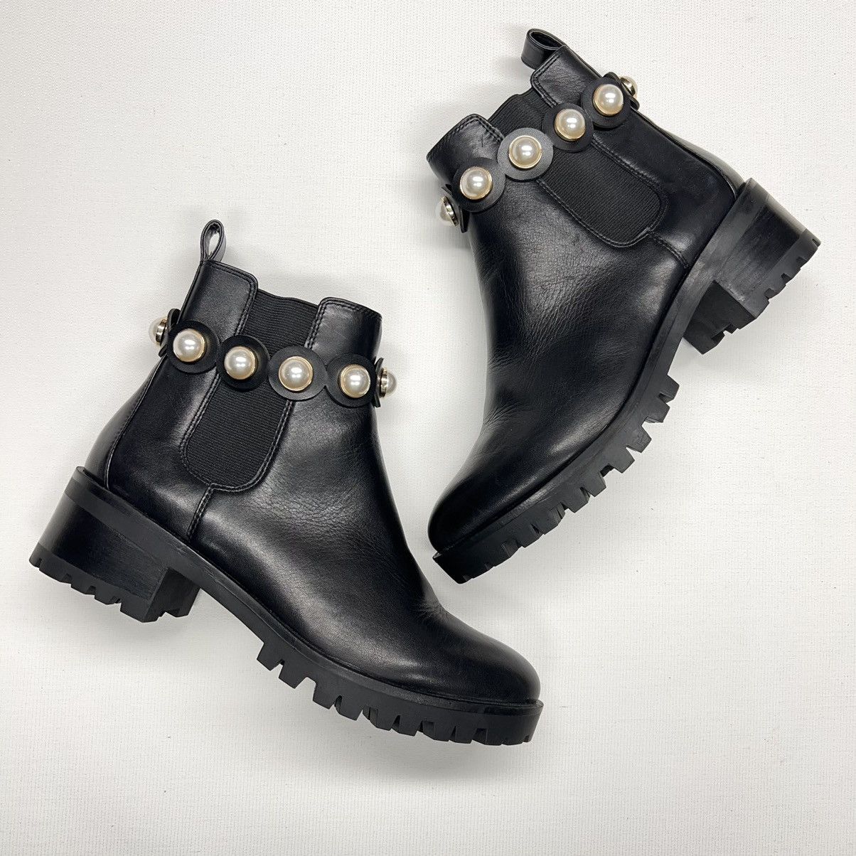 Karl lagerfeld boots with pearls on sale