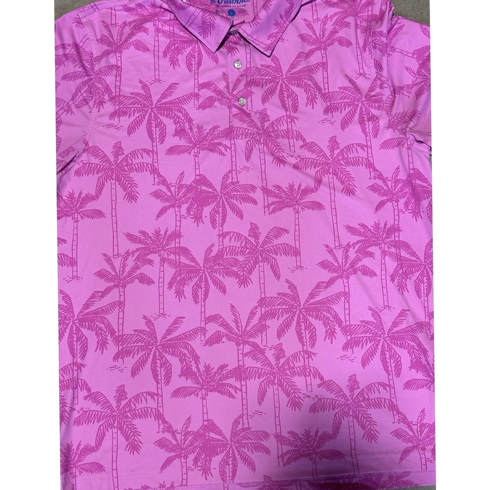 Chubbies Chubbies Polo Shirt Mens L Pink Performance Stretch Golf Casual Palm Trees Size US L / EU 52-54 / 3 - 2 Thumbnail