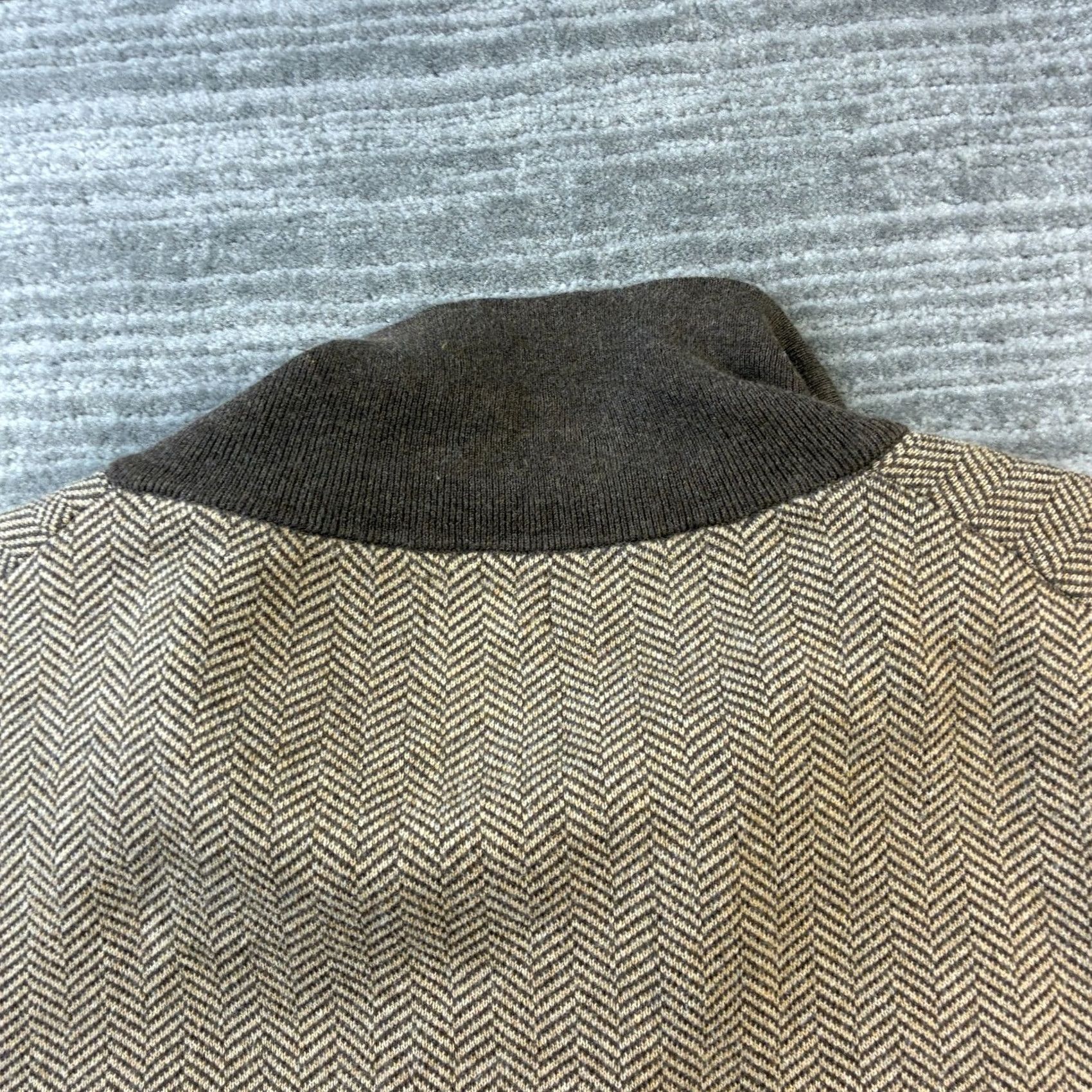 J.Crew J.CREW Sweater Mens XL Brown Herringbone Knit Quarter Zip Pullover Size US XL / EU 56 / 4 - 5 Thumbnail