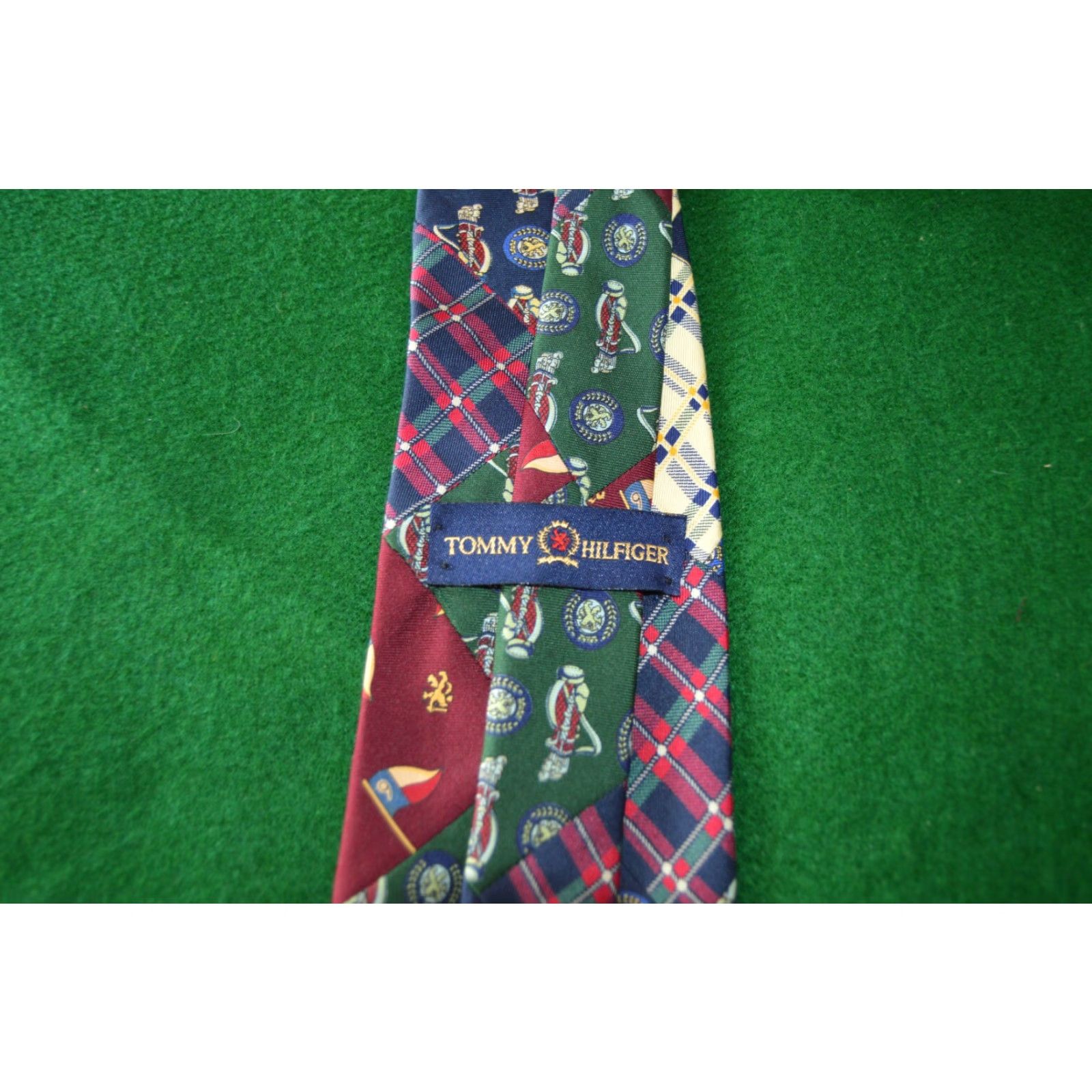 Tommy Hilfiger Tommy Hilfiger Men's Tie Multicolor Golf Italian Silk USA Tie Geometric Pattern, 100% Silk, Multicolor, Golf, USA, Mens Size ONE SIZE - 3 Thumbnail