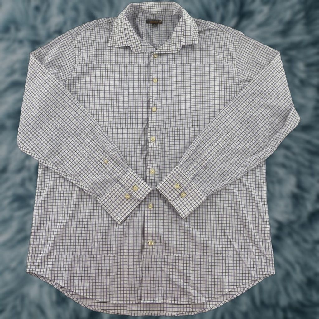 Peter Millar VINTAGE? No — Peter Millar Summer Comfort Men’s Button-Up Shirt XL Purple White Check 1969 Modern Long Sleeve Casual Button-Front Size US XL / EU 56 / 4 - 1 Thumbnail