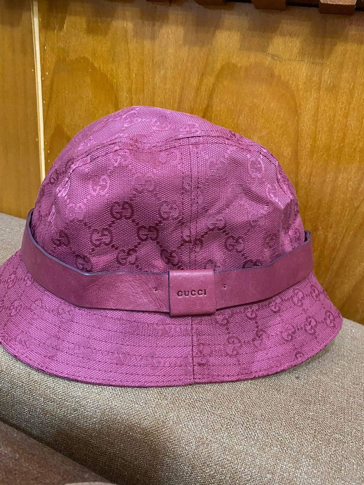 image of Gucci Monogram Bucket Hat in Pink, Women's