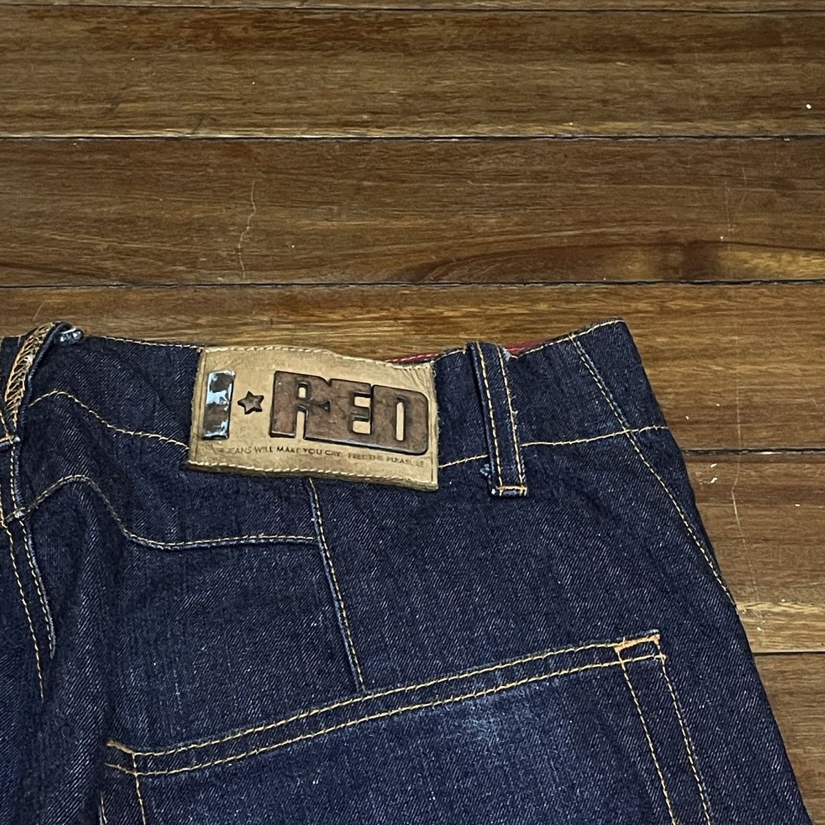 Japanese Brand × Vintage Rare Design Vintage Brand Indigo Red Sukajan Jeans 2000s Size US 34 / EU 50 - 7 Thumbnail