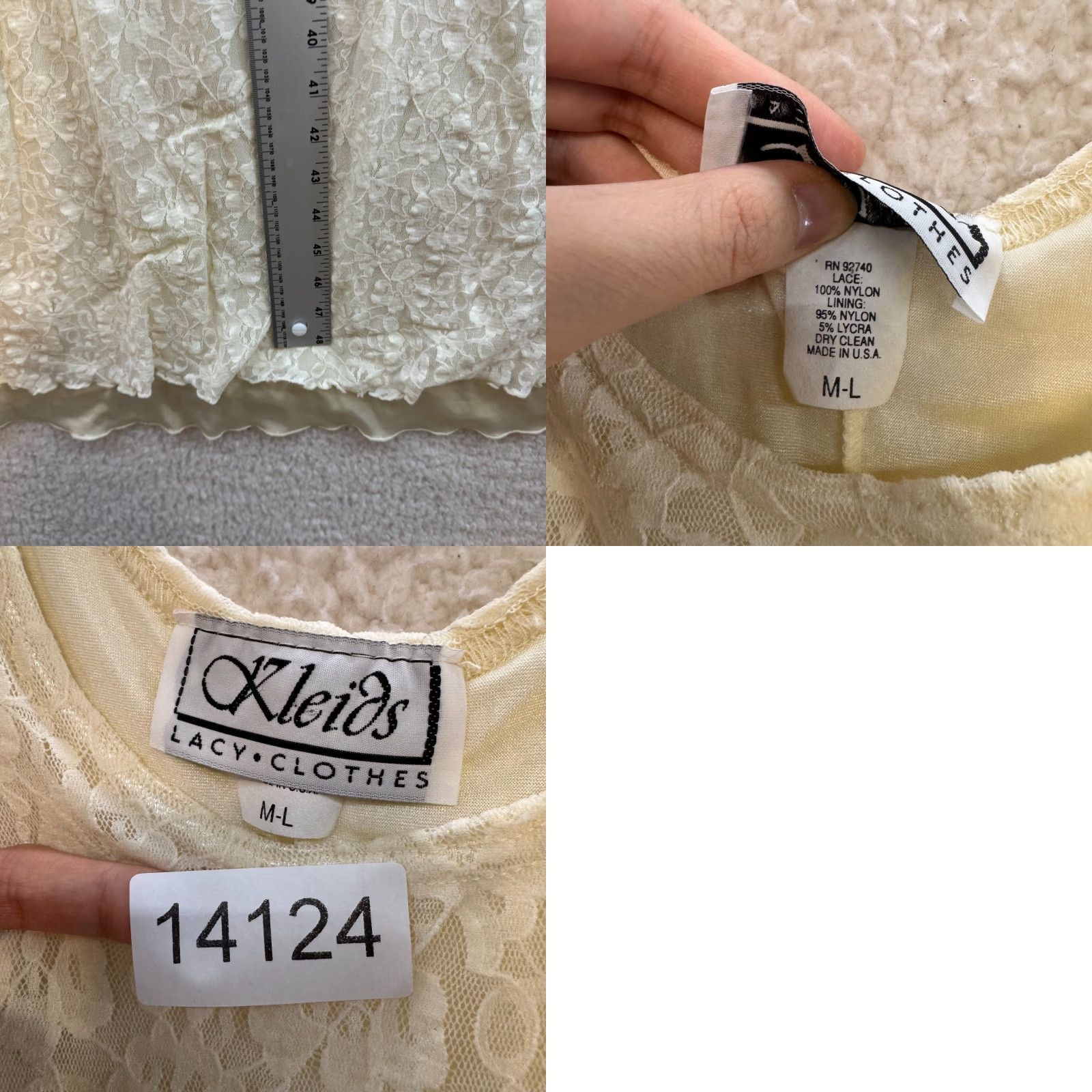 Vintage VINTAGE 90s Kleids Maxi Lace Dress M Ivory Cottagecore Coquette Womens Size M / US 6-8 / IT 42-44 - 8 Thumbnail