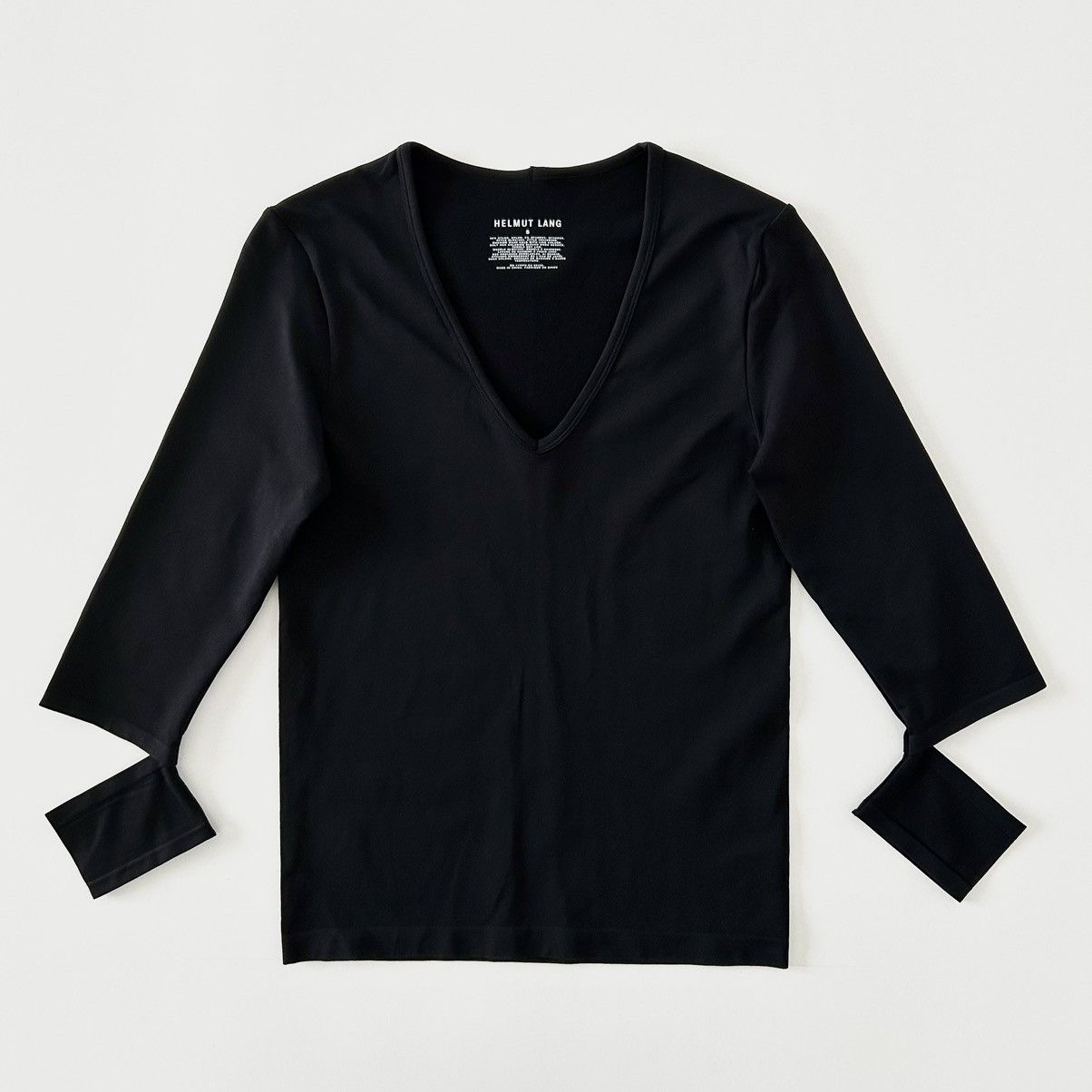 image of Archival Clothing Helmut Lang Vintage Cut-Out V Neck T-Shirt in Black, Women's (Size Small)