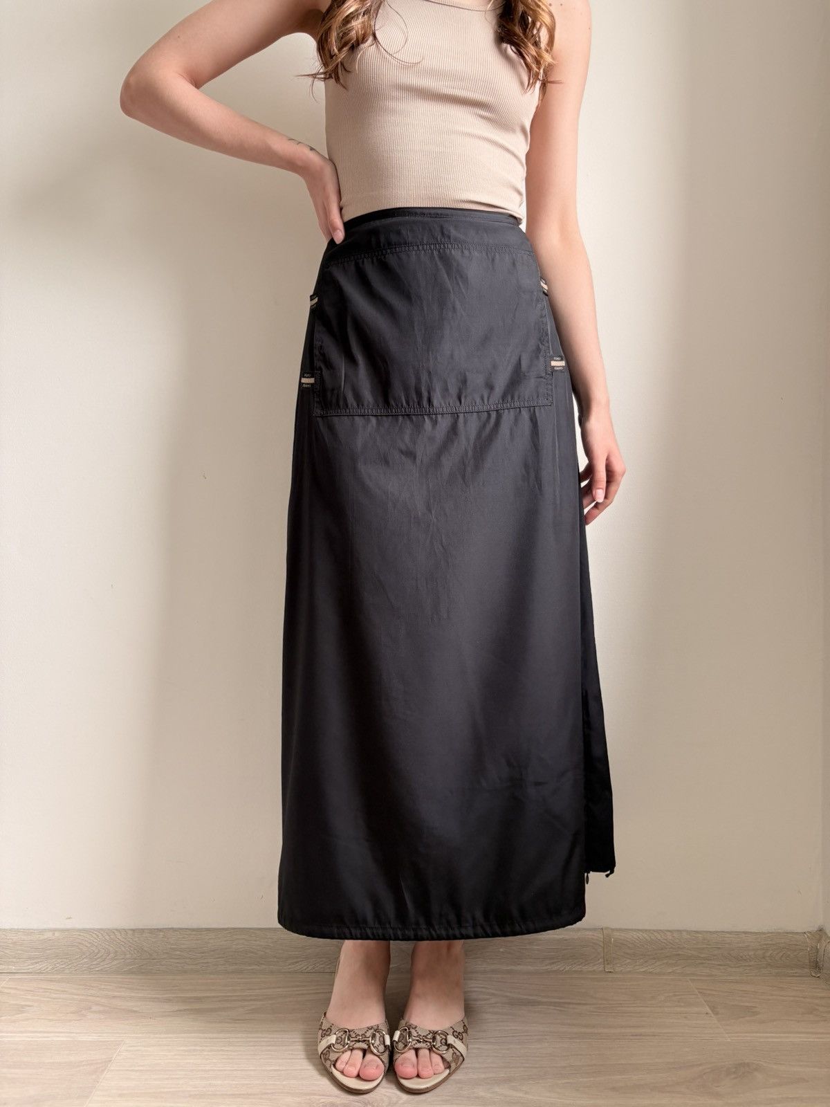 Fendi × Vintage FENDI 90s VINTAGE BLACK A-LINE LONG MAXI SKIRT Y2K IT 44 M L Size 30" / US 8 / IT 44 - 1 Thumbnail