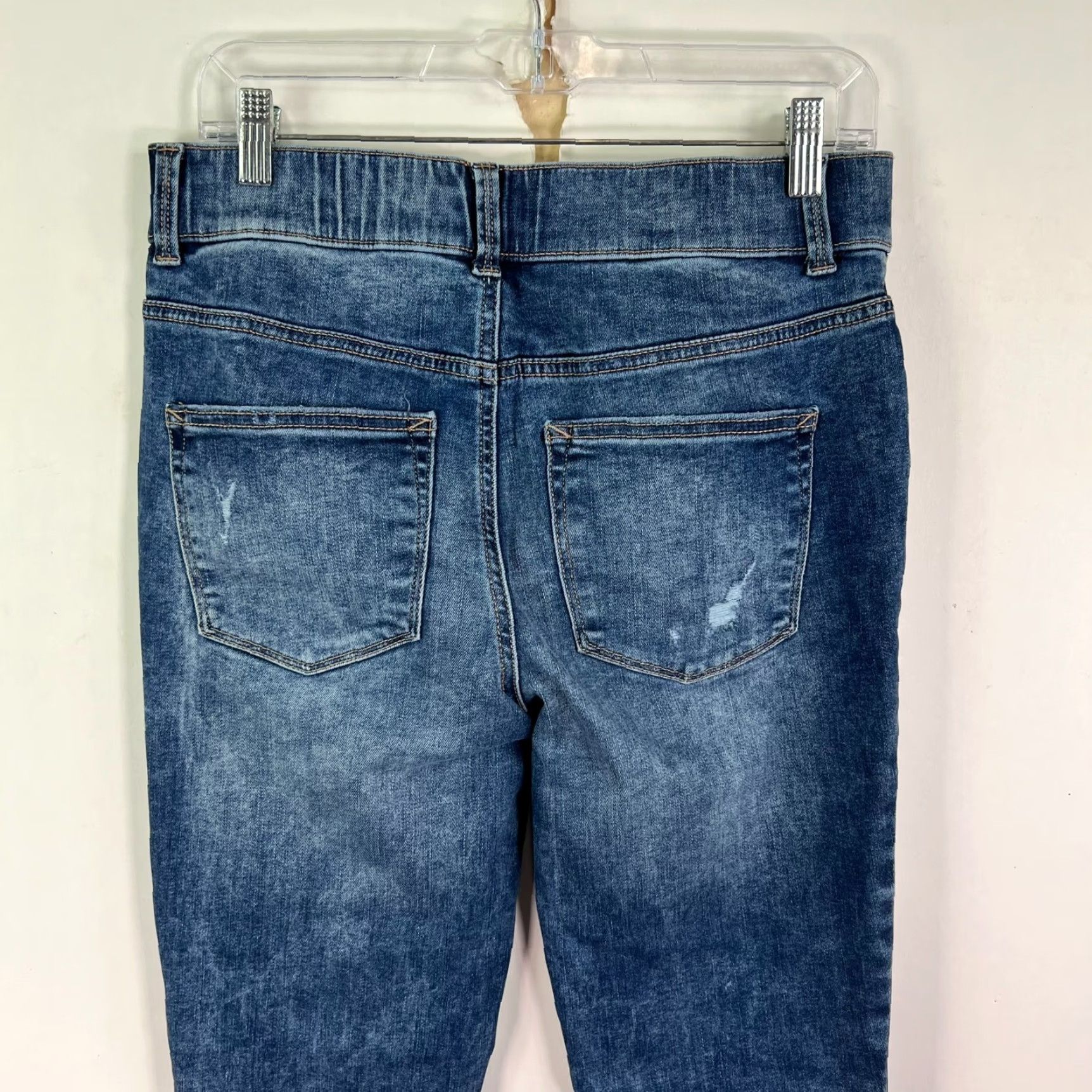 Vintage Maurice's Jeans Denim Skinny S 32x29 Blue Distressed 90s Bohemian City Womens Regular Skinny Jeans Size 28" / US 6 / IT 42 - 5 Thumbnail