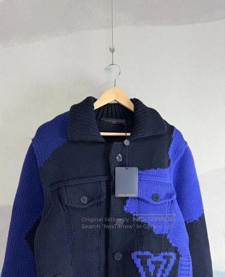 Louis Vuitton Louis Vuitton LV blue and purple applique knit jacket. Size US L / EU 52-54 / 3 - 3 Thumbnail