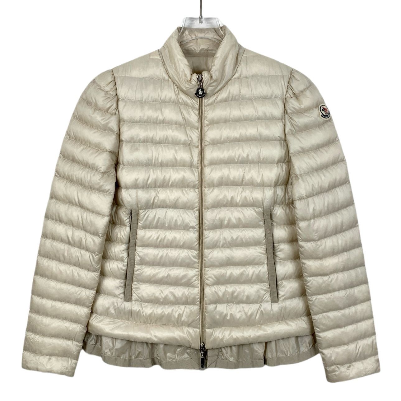 Moncler Moncler Beige Puffer Jacket With Ruffle Hem Lightweight Size S / US 4 / IT 40 - 1 Thumbnail