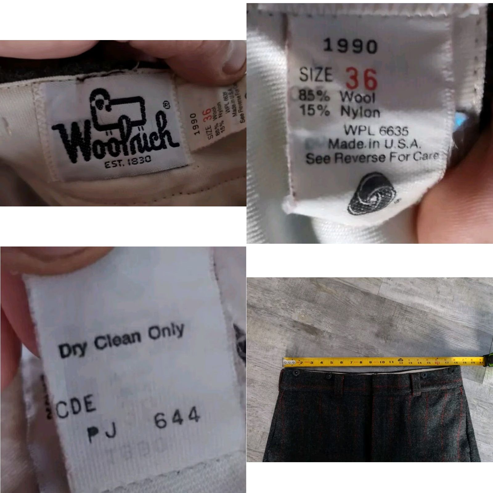 Vintage VTG Woolrich Malone Heavy Wool Hunting Pants Men 36x26 Gray Red Plaid USA Wool 90s Nature Workwear Size US 36 / EU 52 - 8 Thumbnail