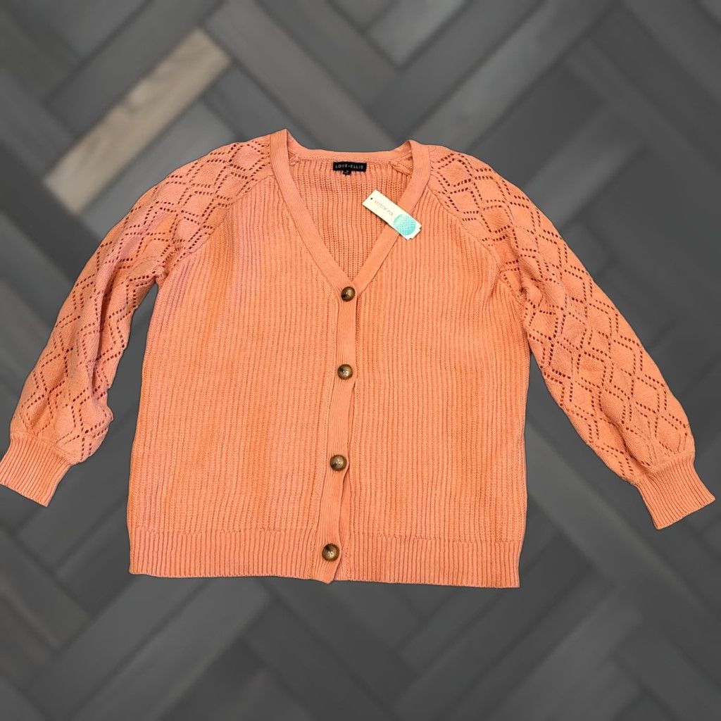 Vintage Love Ellie Cardigan Sweater Womens 1X Peach Long Sleeve V-Neck Button Front Size XL / US 12-14 / IT 48-50 - 1 Thumbnail