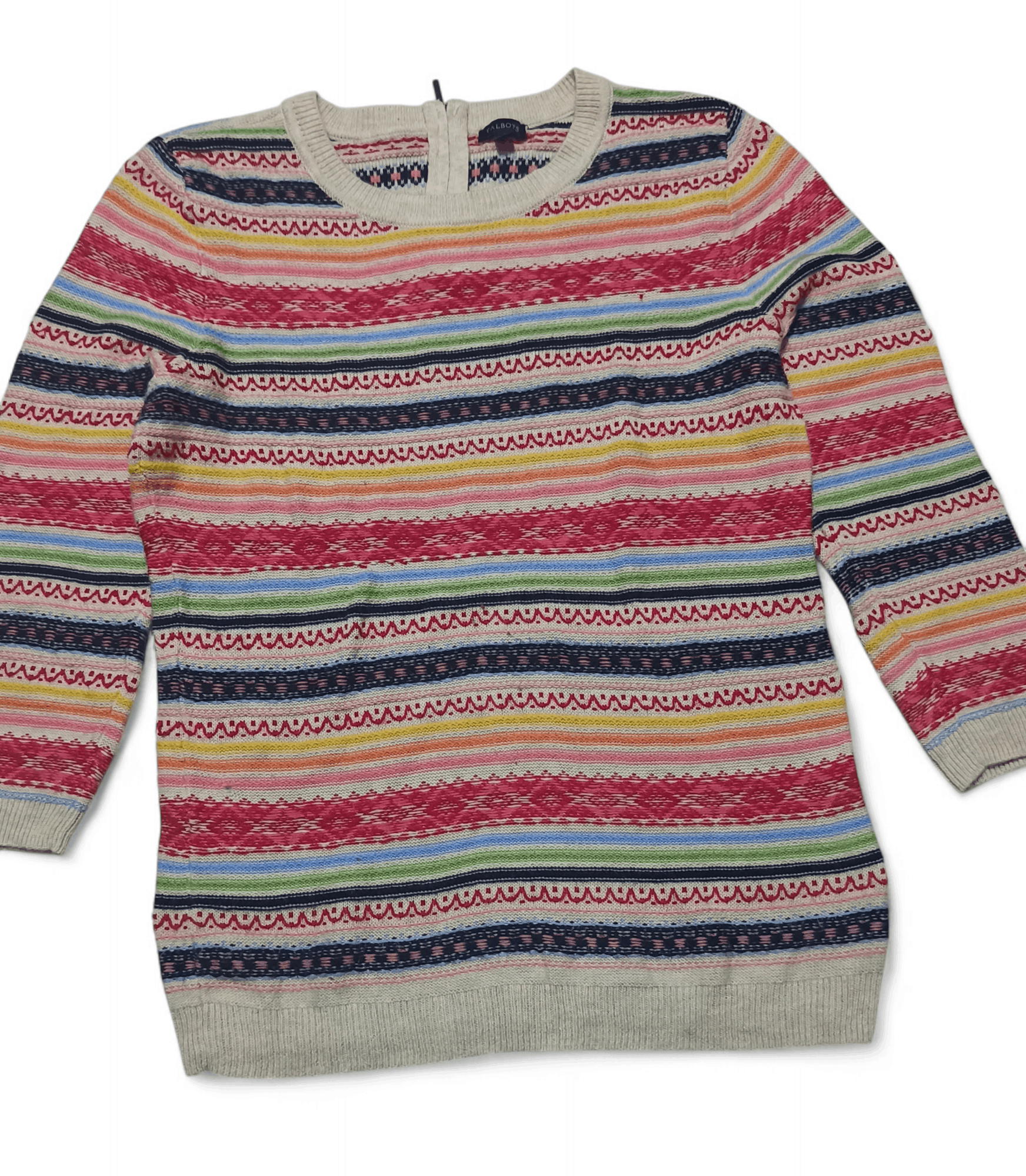 Talbots Vintage 90s TALBOTS Women's Ethnic Striped Long Knit Sweater Size M / US 6-8 / IT 42-44 - 4 Thumbnail