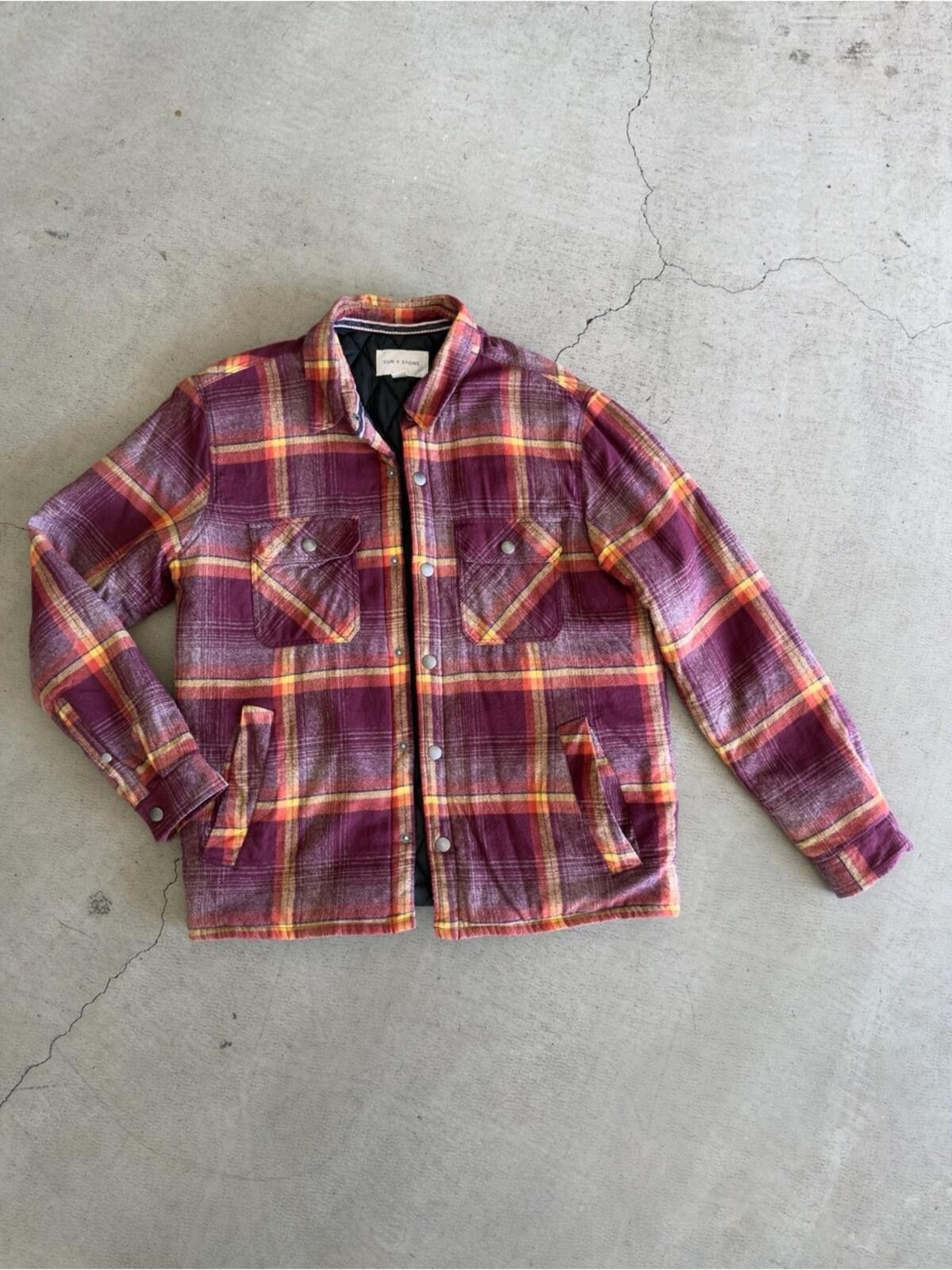 Other Sun + Stone / Plaid Shirt Jacket / Red Yellow Flannel Size US M / EU 48-50 / 2 - 8 Thumbnail