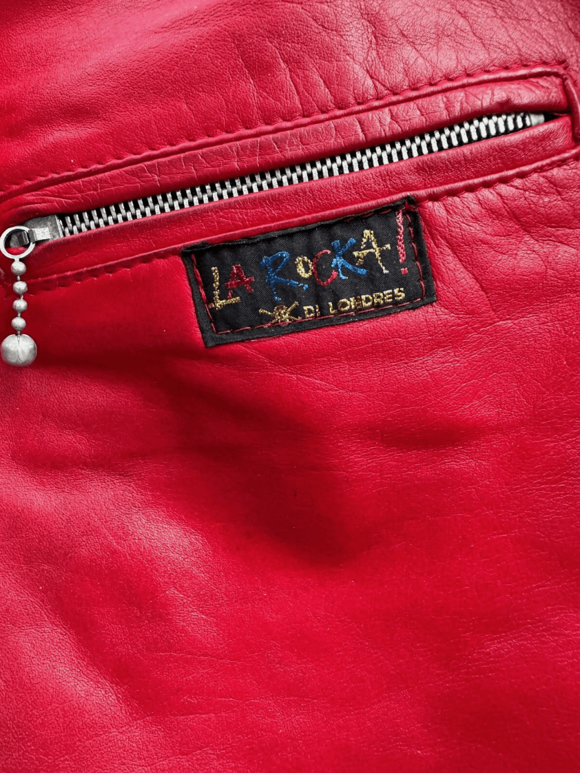 Vintage La Rocka Johnsons Red Leather Pants Trousers Vintage 80's Size US 30 / EU 46 - 5 Thumbnail