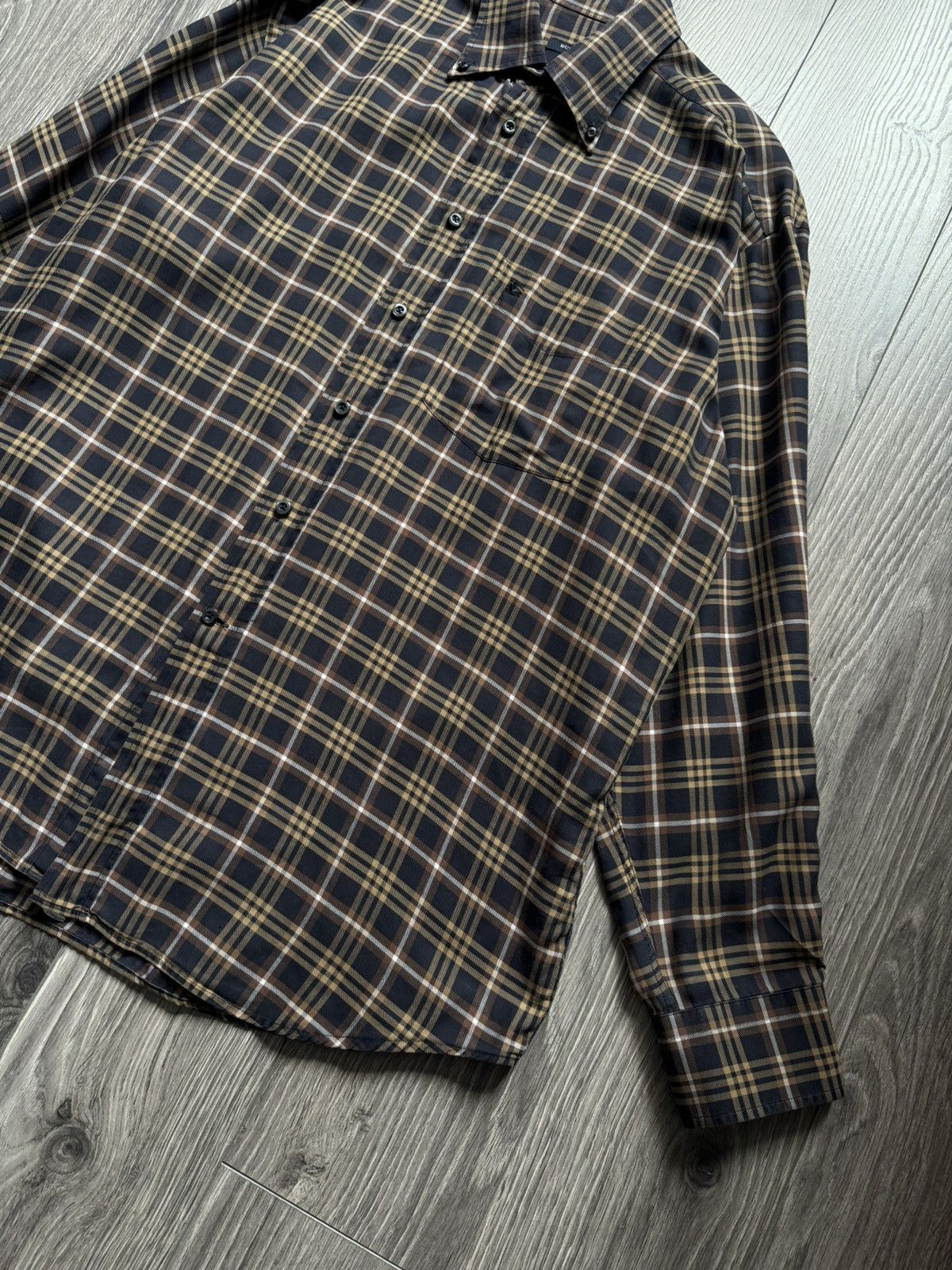 Burberry Burberry Brown/Blue Logo Checkered Flannel Shirt 43 Size US XL / EU 56 / 4 - 3 Thumbnail