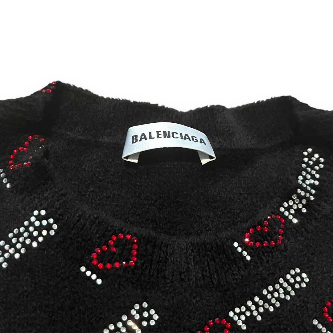 Balenciaga × Designer Balenciaga I Love Paris Rhinestone Knit Sweater Size S / US 4 / IT 40 - 2 Thumbnail
