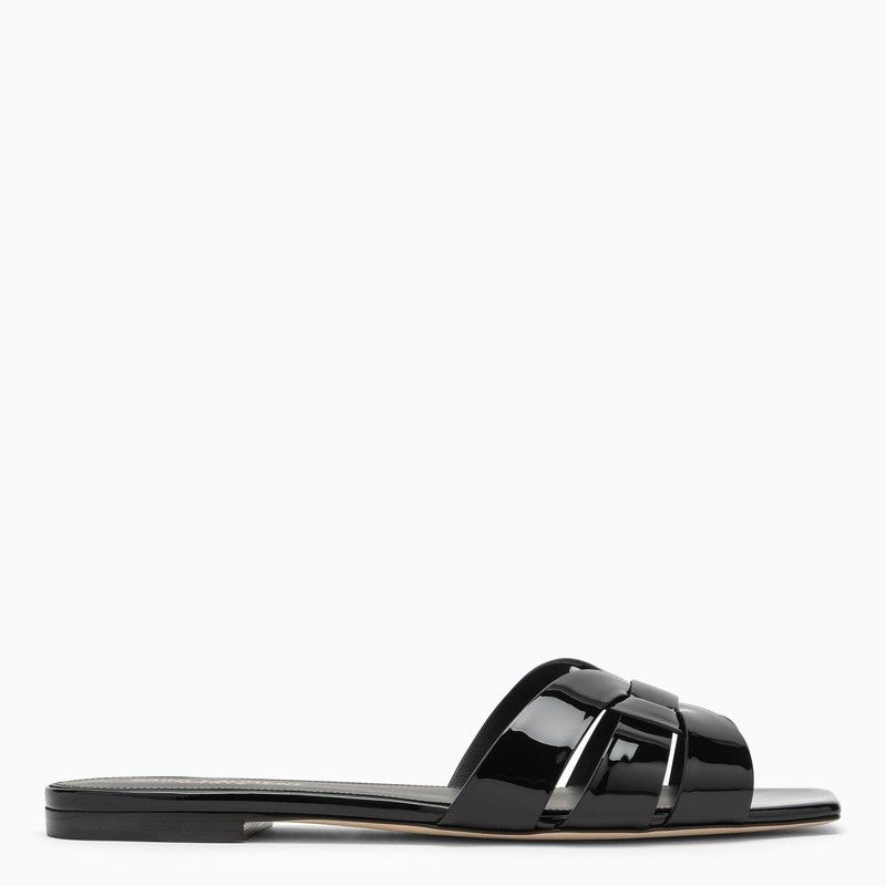 image of Saint Laurent Paris Saint Laurent Slide Nu Pieds 05 Tribute Black Patent Leather, Women's (Size 7)