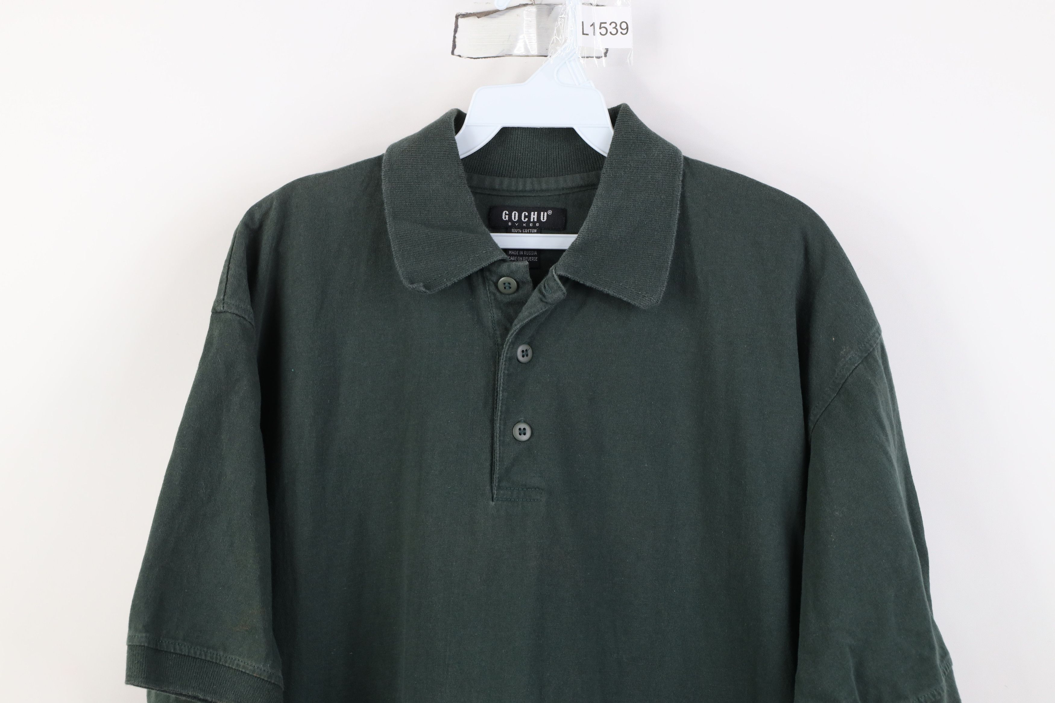Vintage Vintage 90s Streetwear Blank Baggy Fit Golf Polo Shirt Green Size US L / EU 52-54 / 3 - 2 Thumbnail