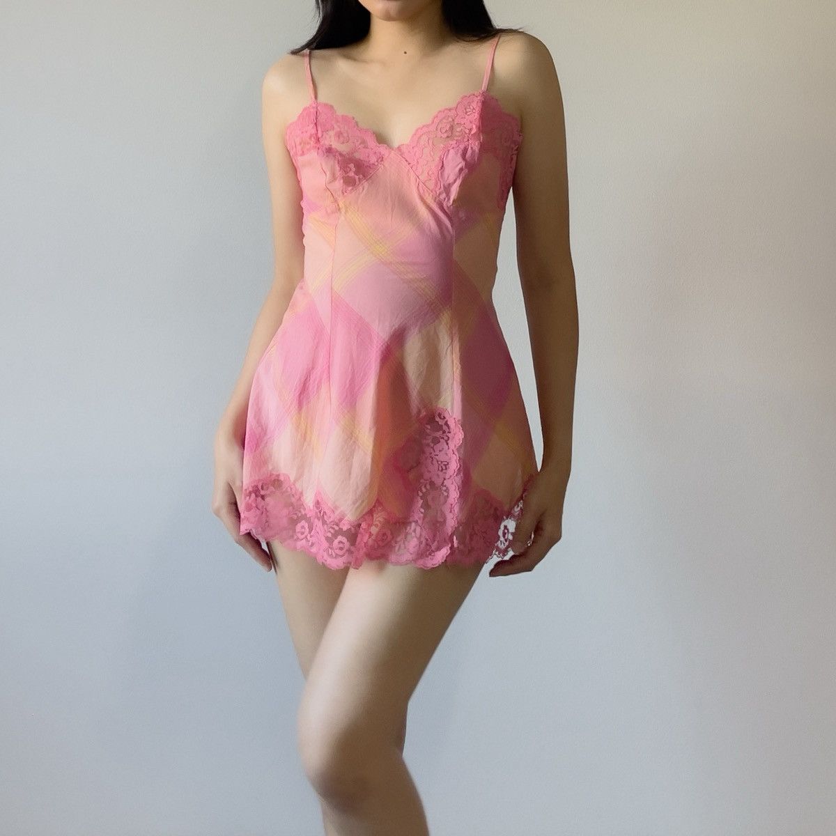 Victoria's Secret Victoria’s Secret Pink Plaid Cotton Slip Dress (XS) Size XS / US 0-2 / IT 36-38 - 5 Thumbnail