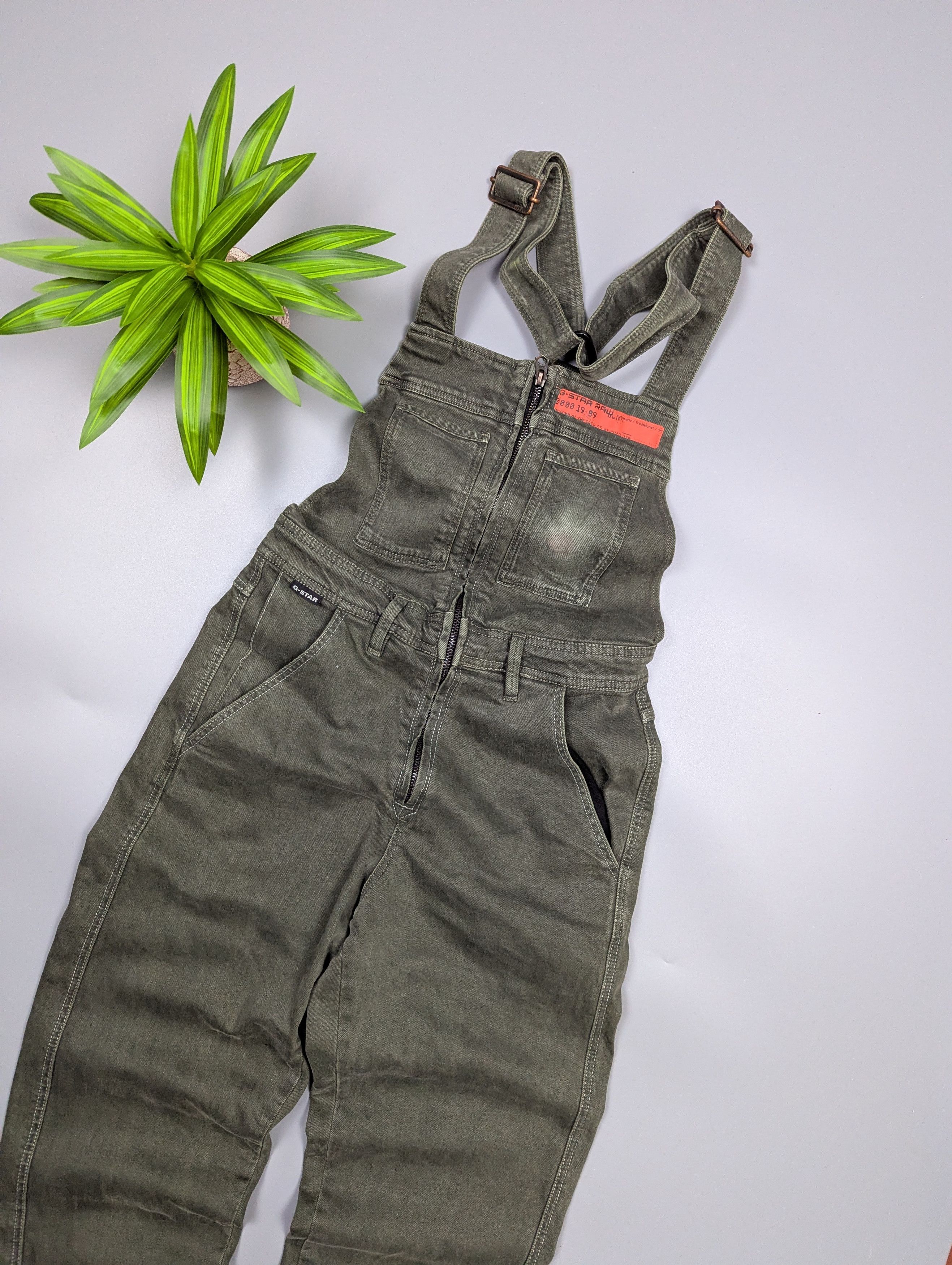 G-Star G-Star RAW Women’s Slim Olive Green Denim Dungaree Jumpsuit Size 27" / US 4 / IT 40 - 3 Thumbnail