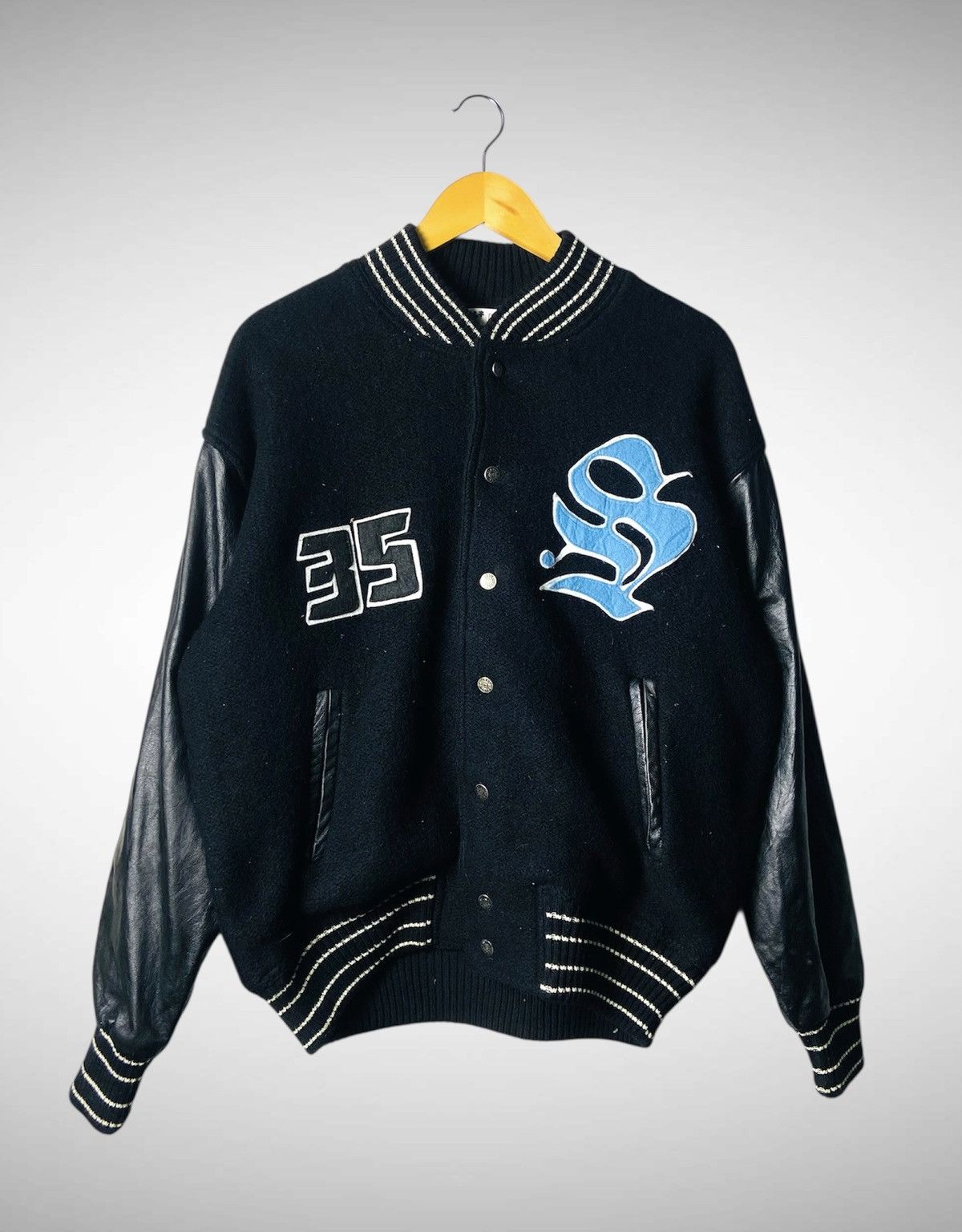 Japanese Brand Vintage Sister Boy (Uncle Bob) Wool Leather Varsity Jacket Size US XL / EU 56 / 4 - 2 Thumbnail