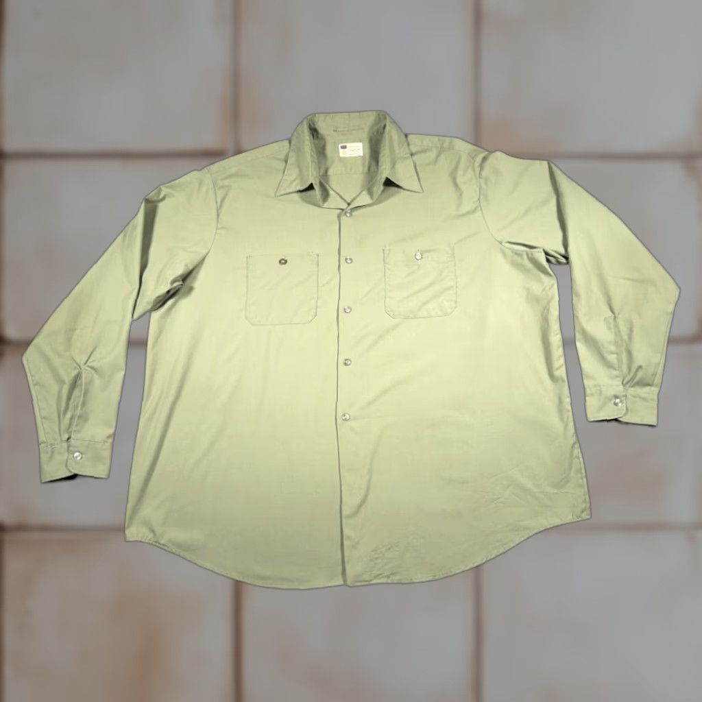 Sears VINTAGE Sears Shirt Adult 2XL Green Industrial Workwear Sage Perma Prest 70s Size US XXL / EU 58 / 5 - 1 Thumbnail