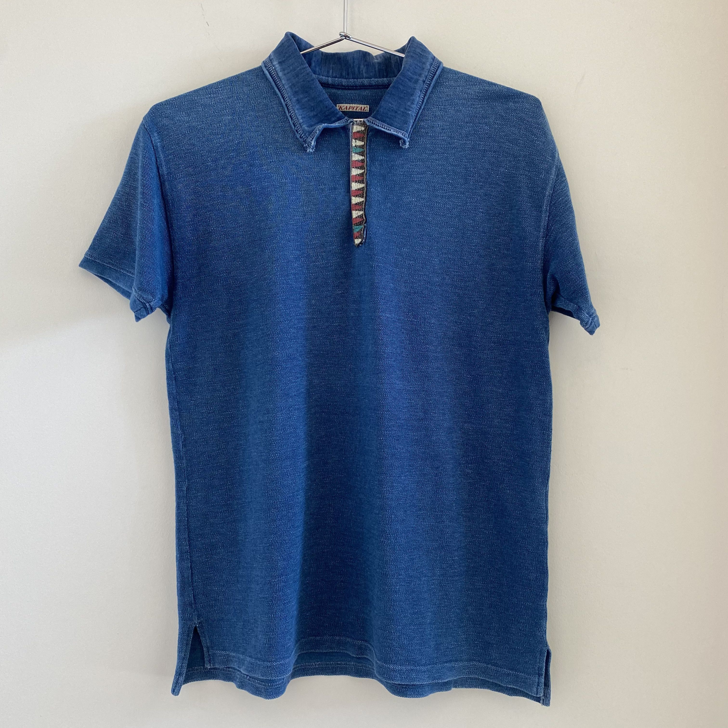 トップス KAPITAL / indigo polo shirts Kapital Classic Indigo Polo Shirts - DeeCee style
