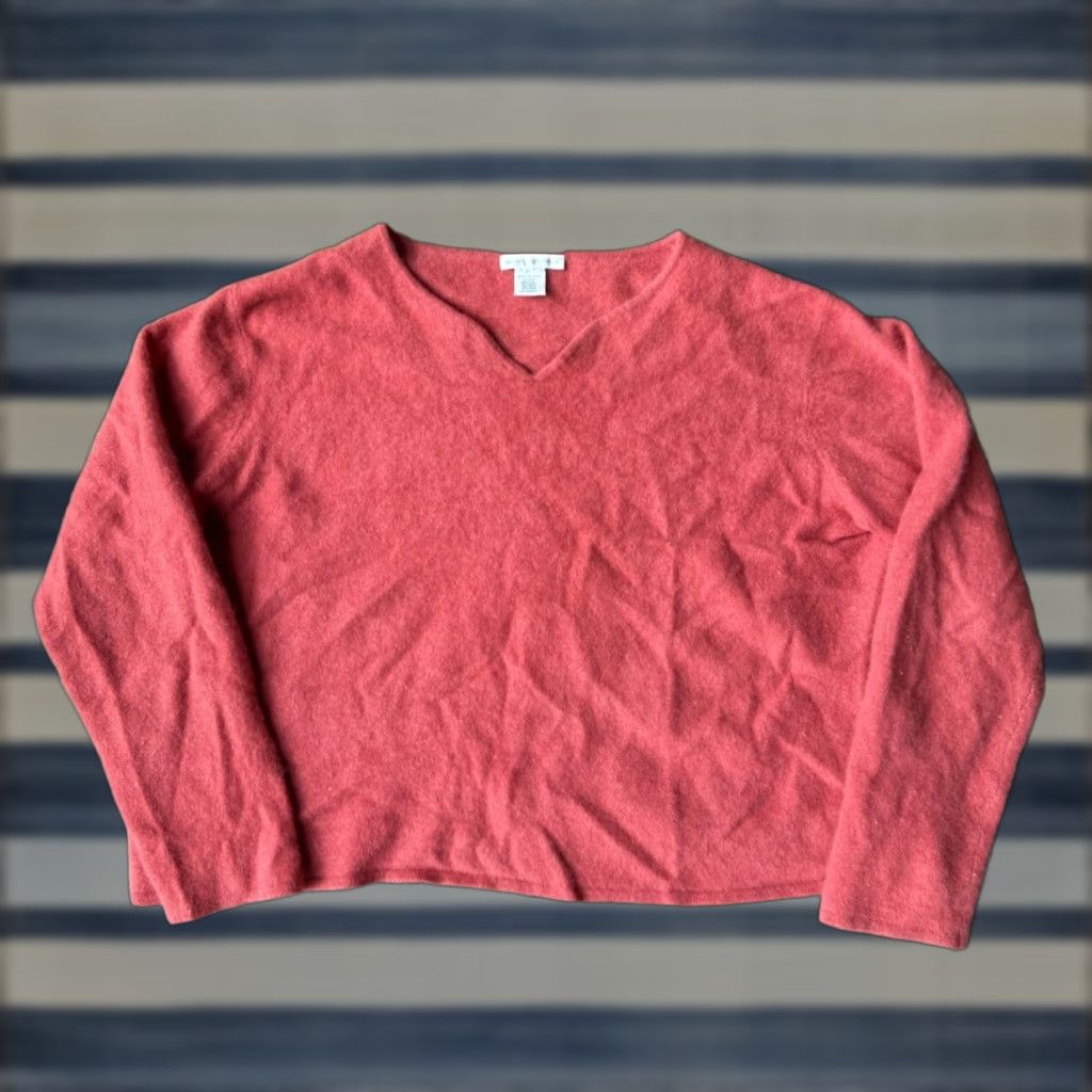 Vintage VINTAGE Mark Fore & Strike 100% Cashmere Cropped Sweater Women XL Red Pullover V-Neck Long Sleeve Relaxed Fit 80s 90s Classic Mens Womens Size XL / US 12-14 / IT 48-50 - 1 Thumbnail